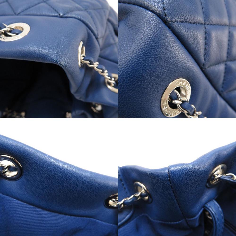 Chanel Blue Lambskin Leather Drawstring CC Bucket Bag