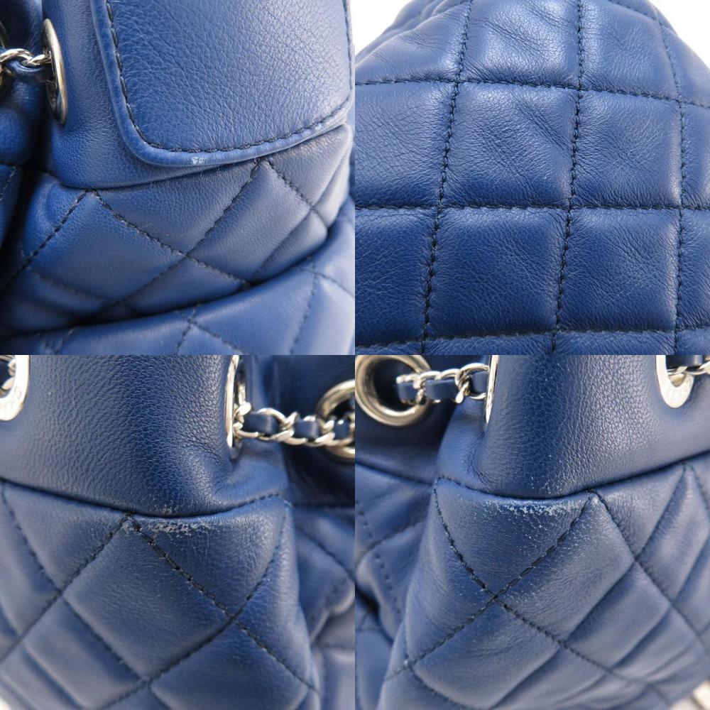 Chanel Blue Lambskin Leather Drawstring CC Bucket Bag
