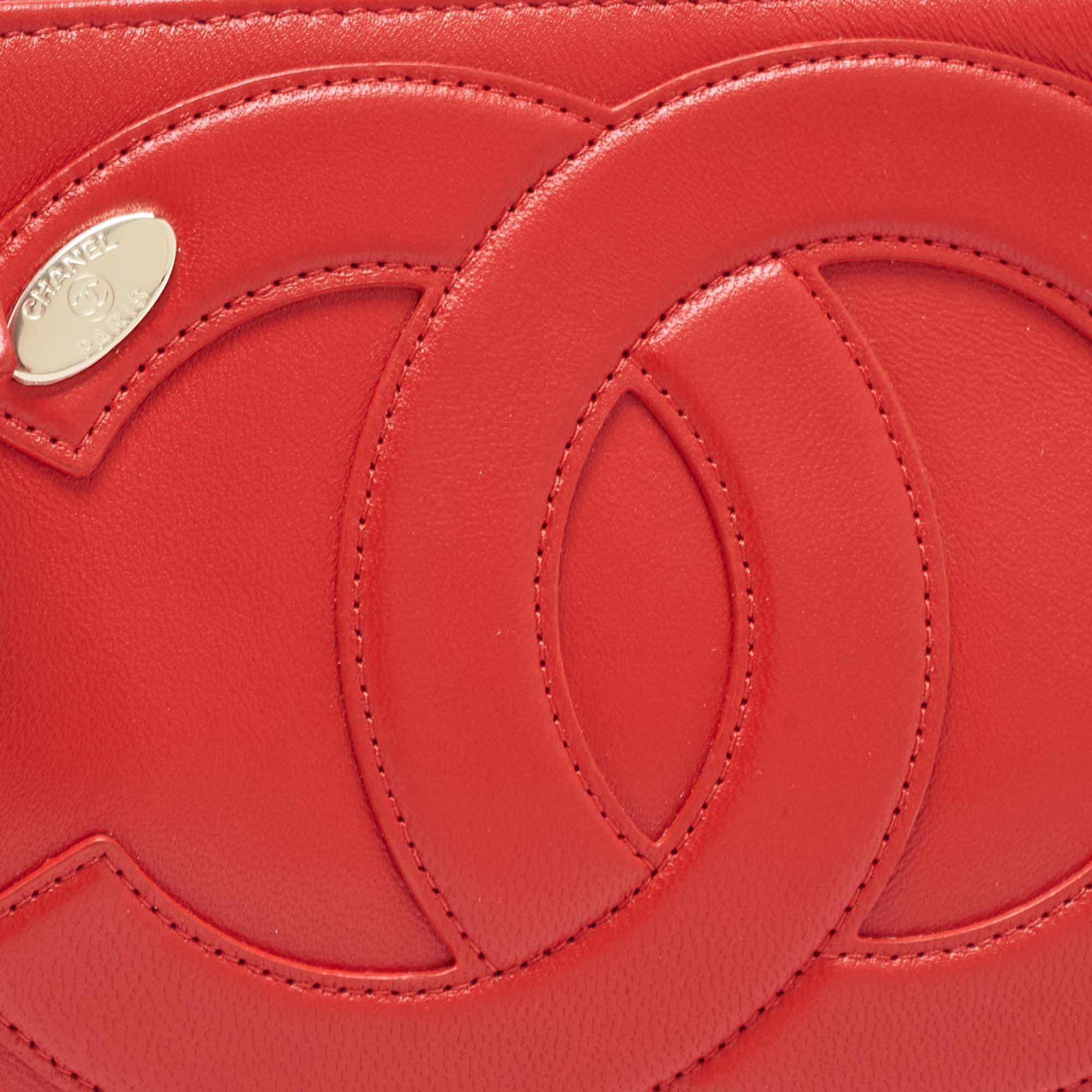 Chanel Red Leather CC Mania Double Zip Waist Belt Bag