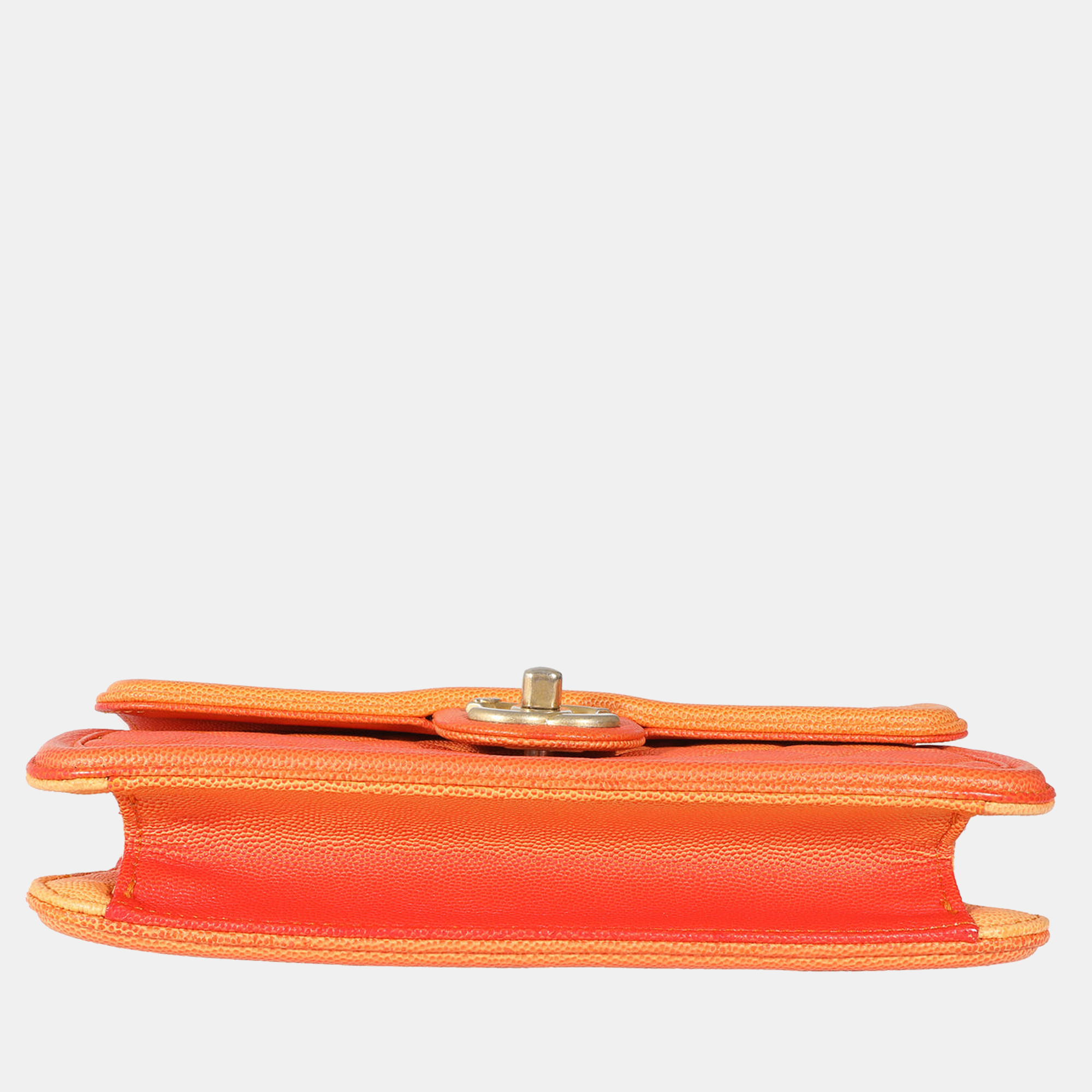 Chanel Orange Quilted Caviar Small Sunset On The Sea Flap Bag