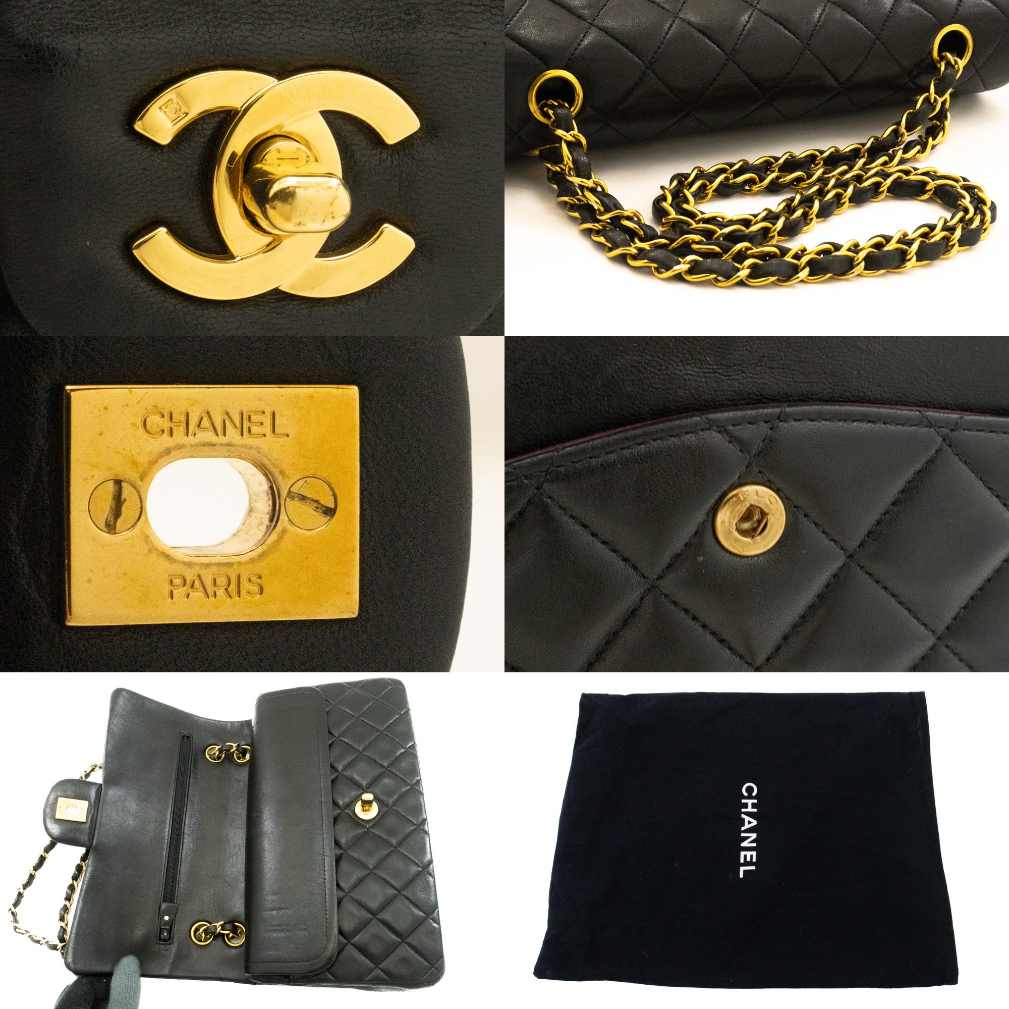 Chanel Black Leather Jumbo Classic Double Flap Shoulder Bag
