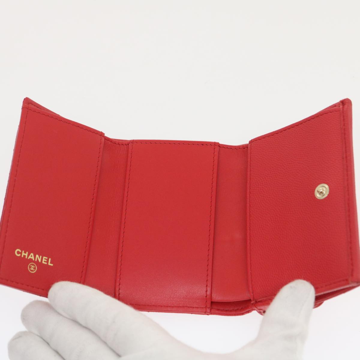 Chanel Red Leather CC Wallet