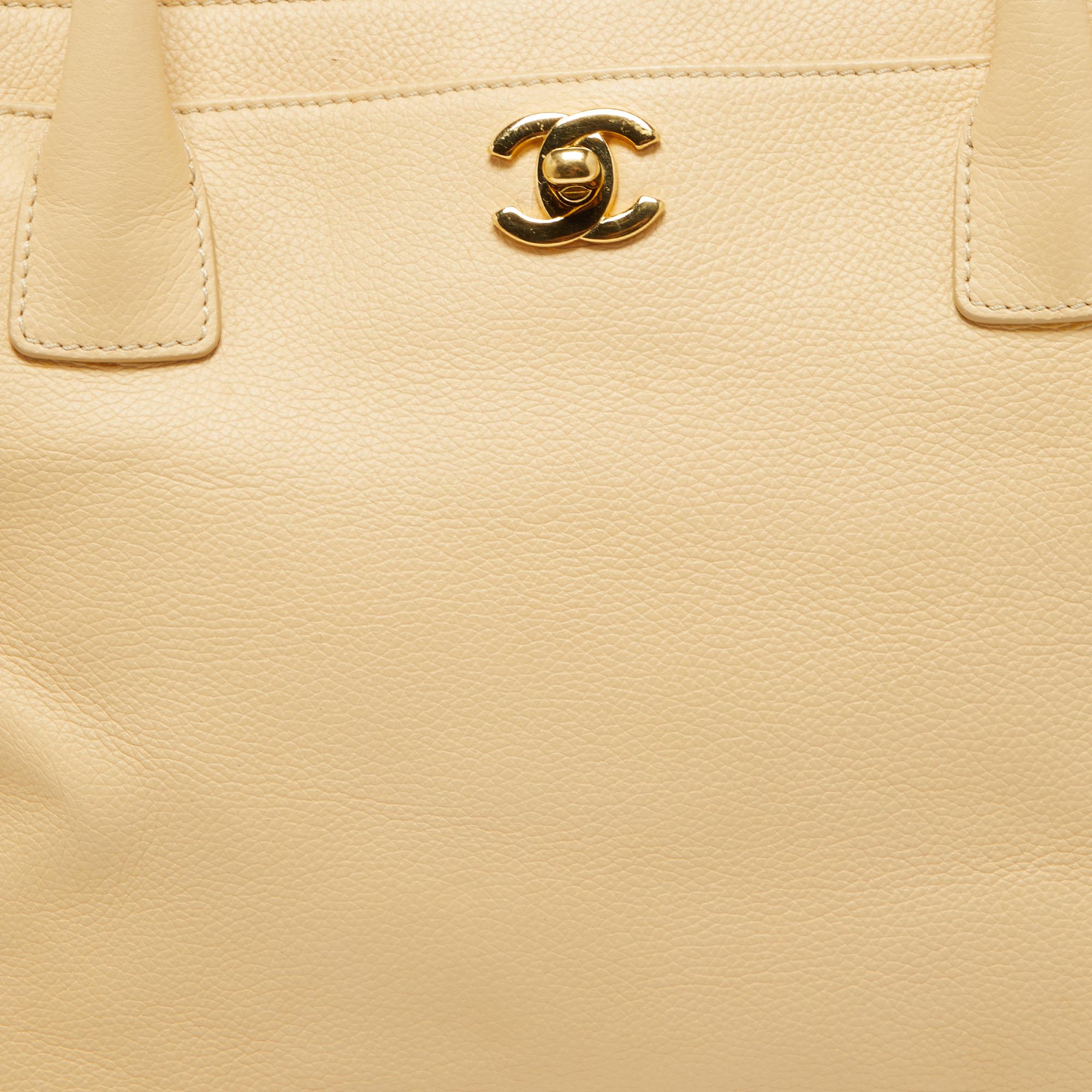 Chanel Beige Leather Cerf Shopper Tote