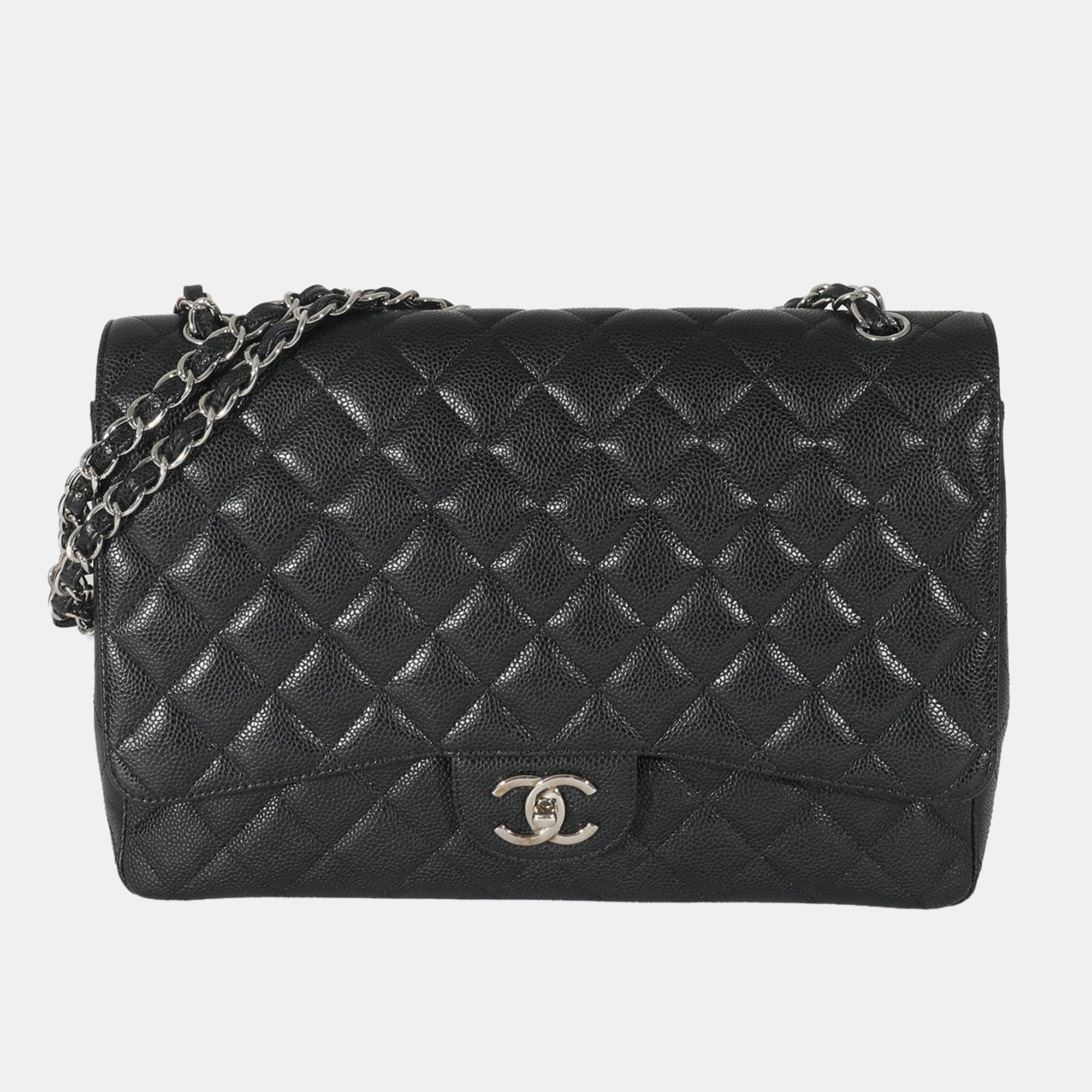 Chanel Black Quilted Caviar Maxi Double Flap Bag