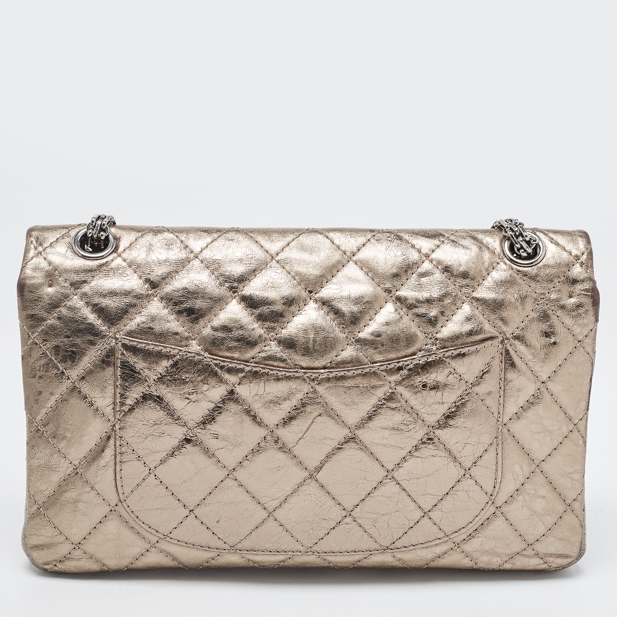 Chanel Metallic Quilted Aged Leather Reissue 2.55 Classic 226 Flap Bag