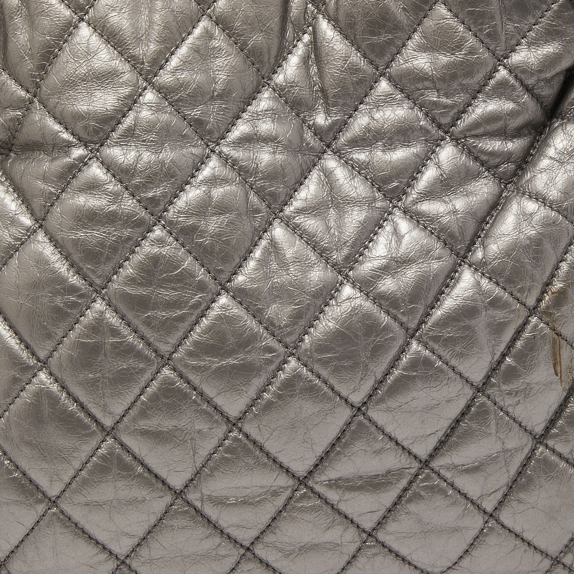 Chanel Grey Quilted Leather Chain Me Hobo