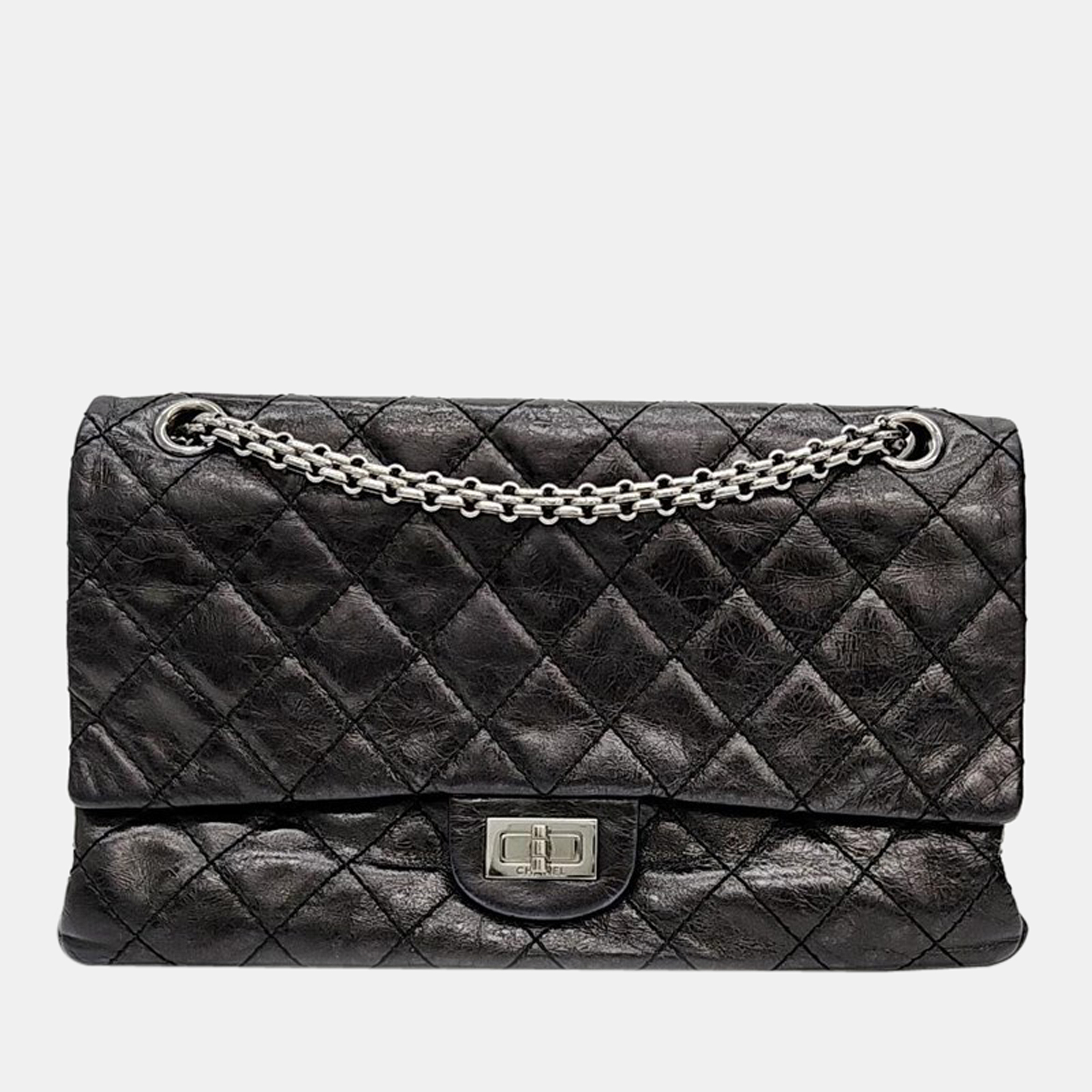 Chanel black leather 2.55 reissue bag