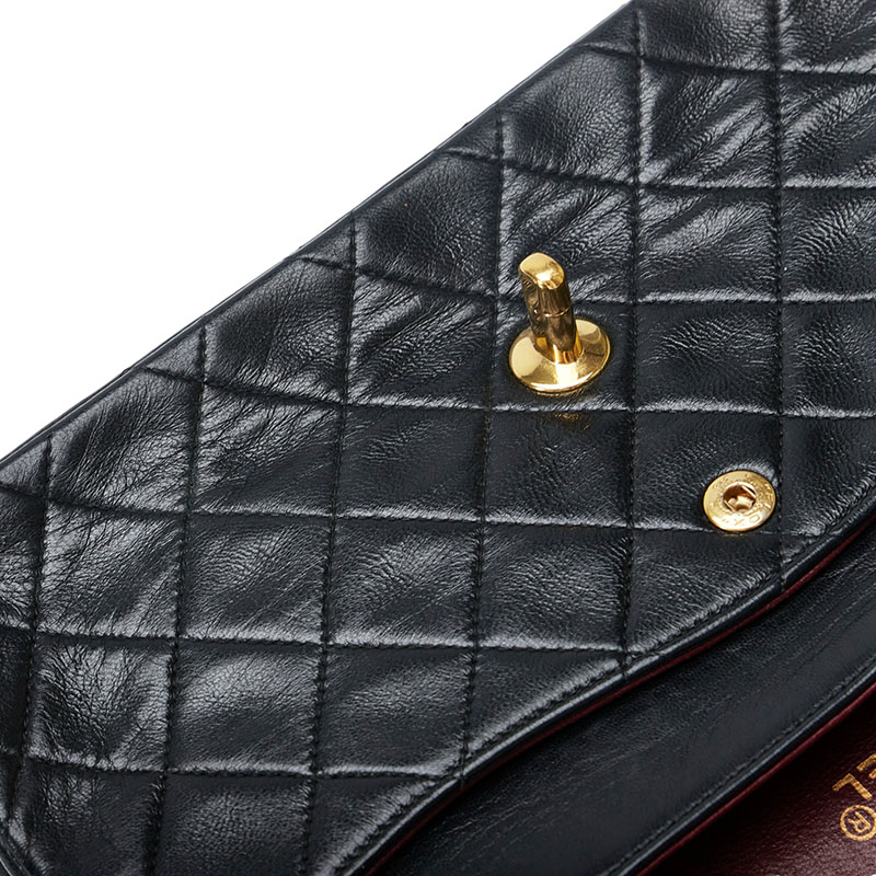 Chanel Black Leather Medium Classic Double Flap Shoulder Bag