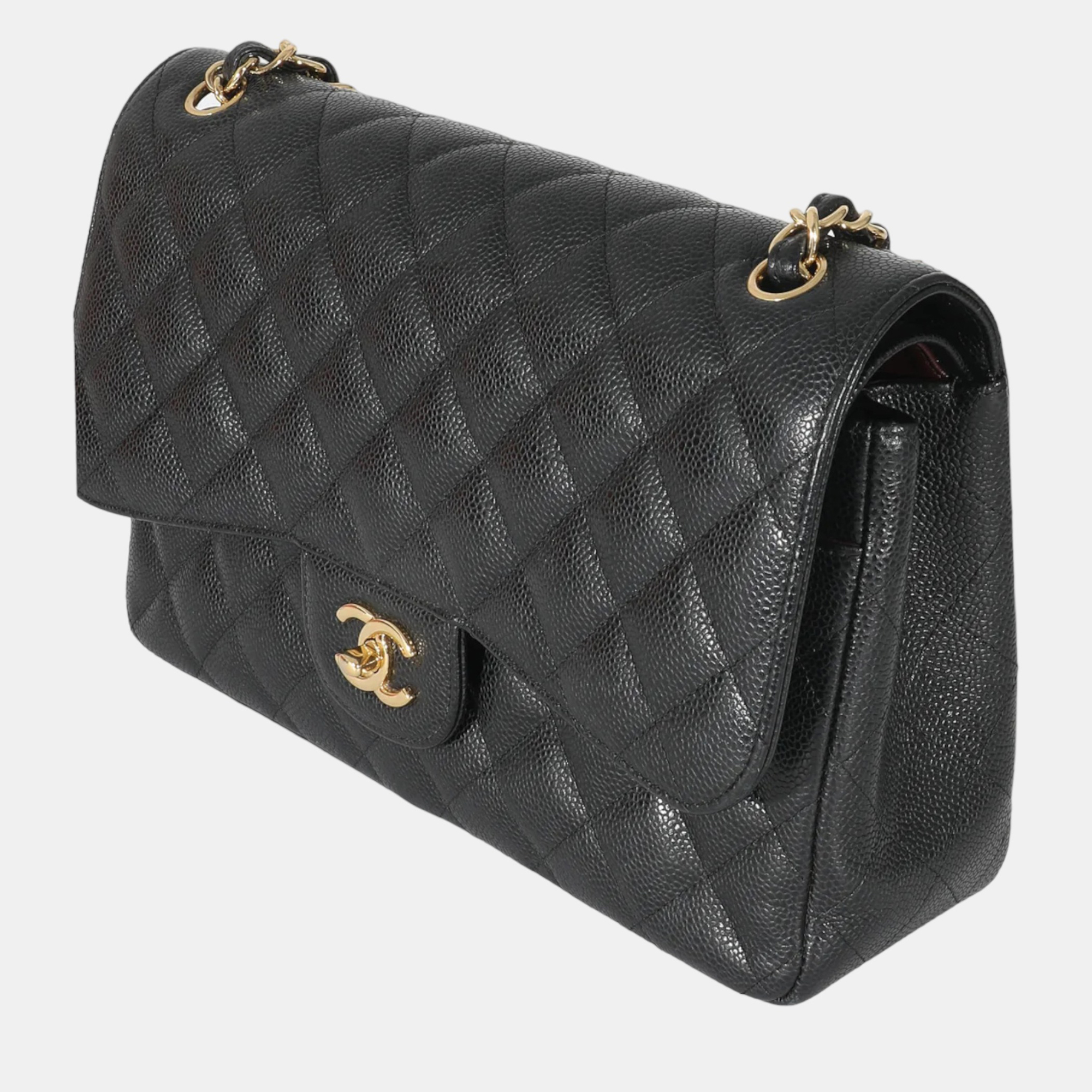 Chanel Black Caviar Leather Quilted Jumbo Classic Double Flap Shoulder Bag
Chanel Black Caviar Leather Quilted Jumbo Classic Double Flap Shoulder Bag