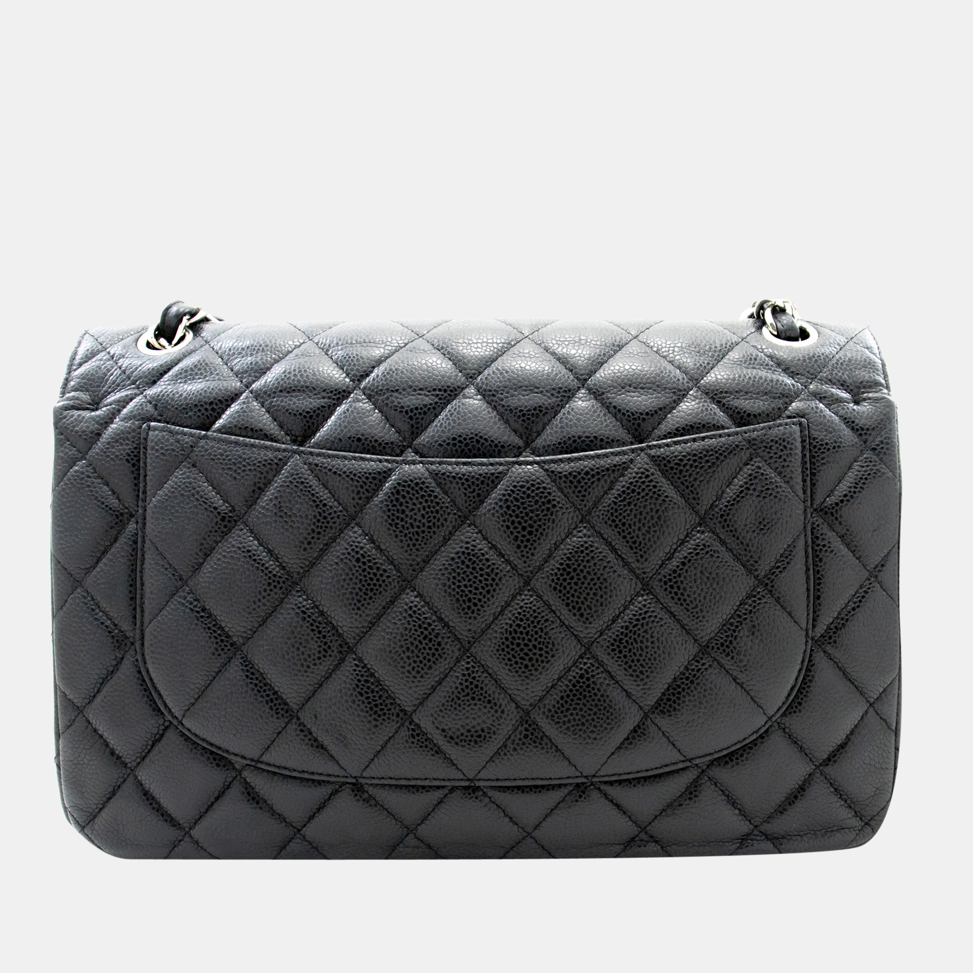 Chanel Black Calfskin Leather Jumbo Classic Double Flap Shoulder Bag