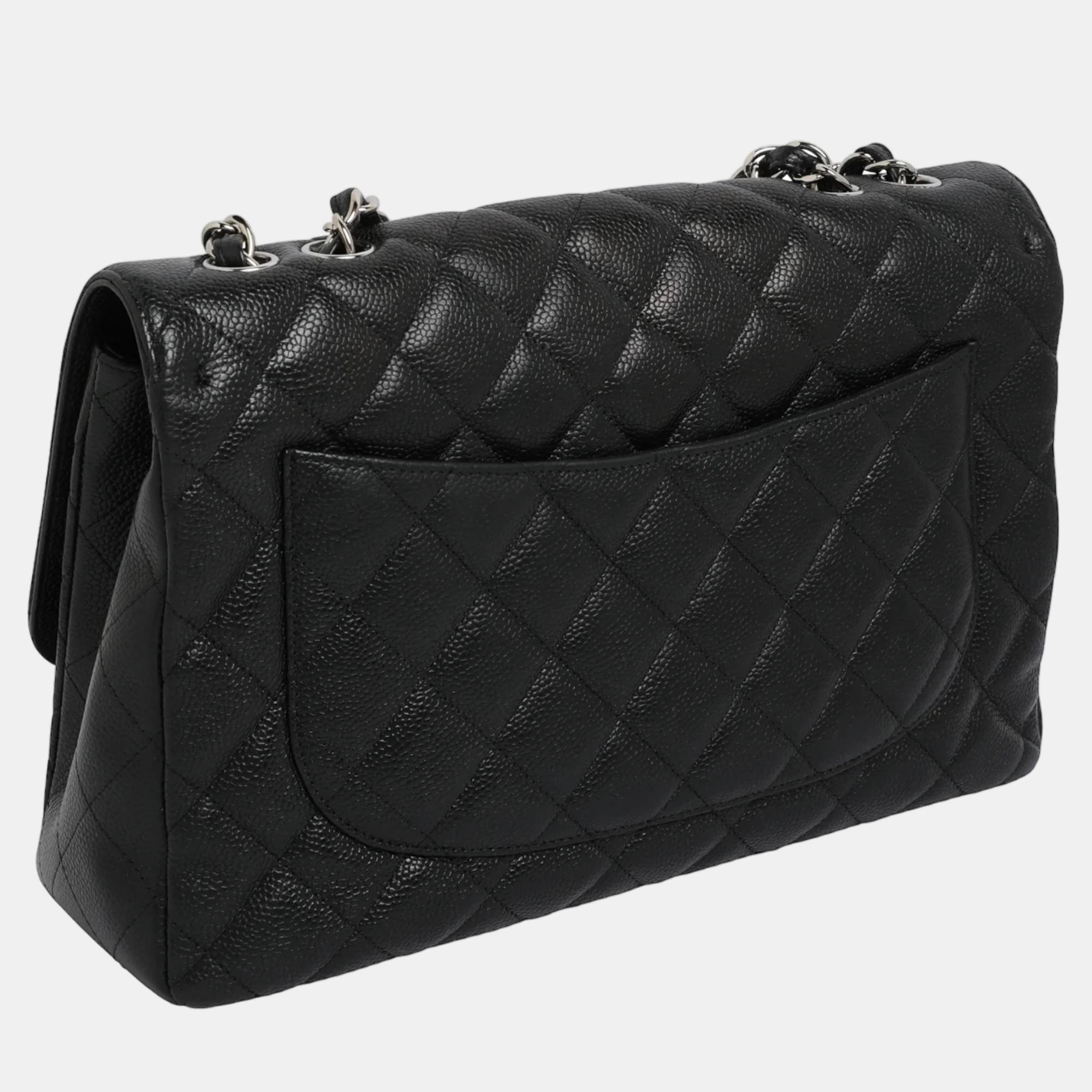 Chanel Black Caviar Quilted Maxi Single Flap Bag