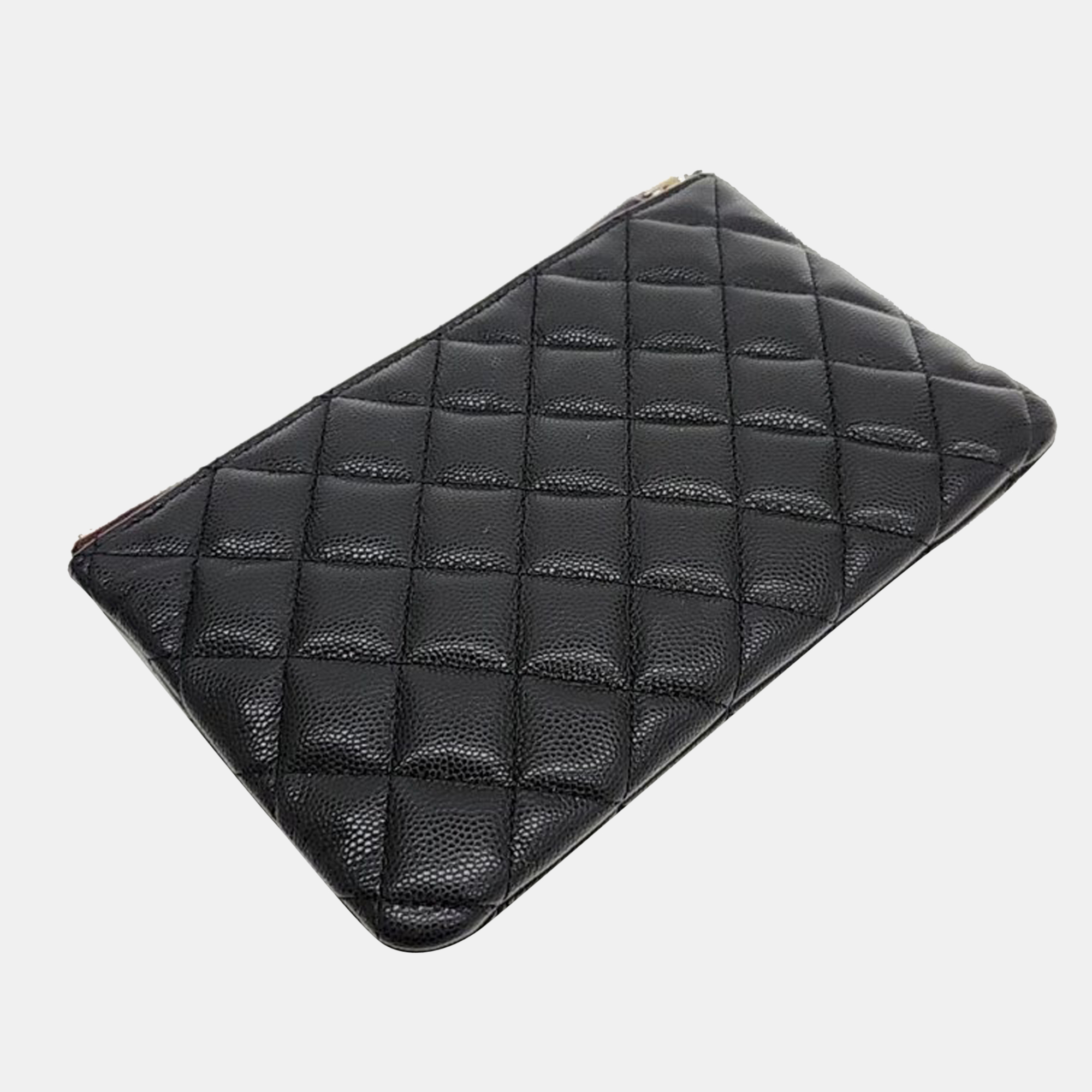 Chanel Black Caviar Leather O Case Clutch Bag