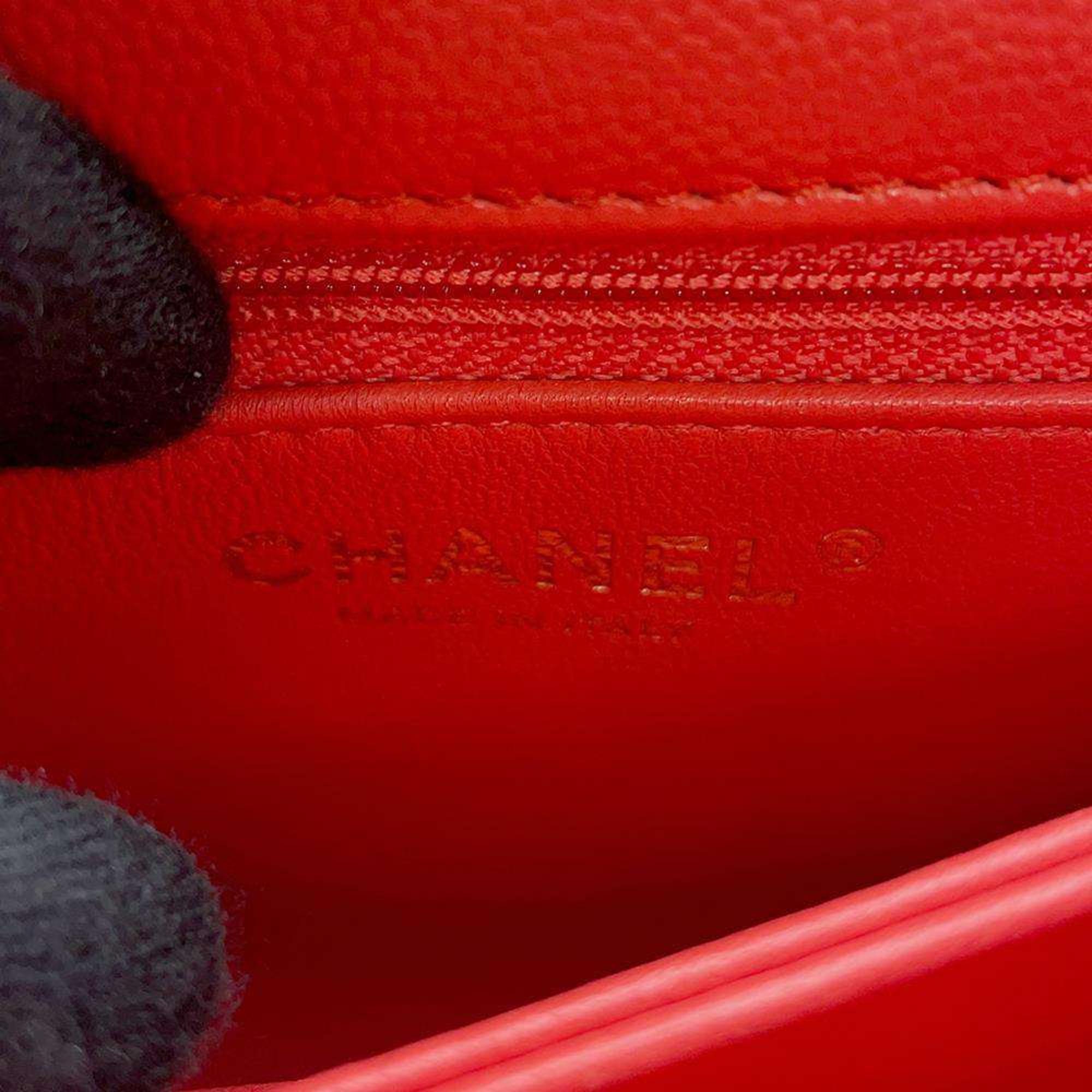 Chanel Red Caviar Leather Coco Top Handle Bag