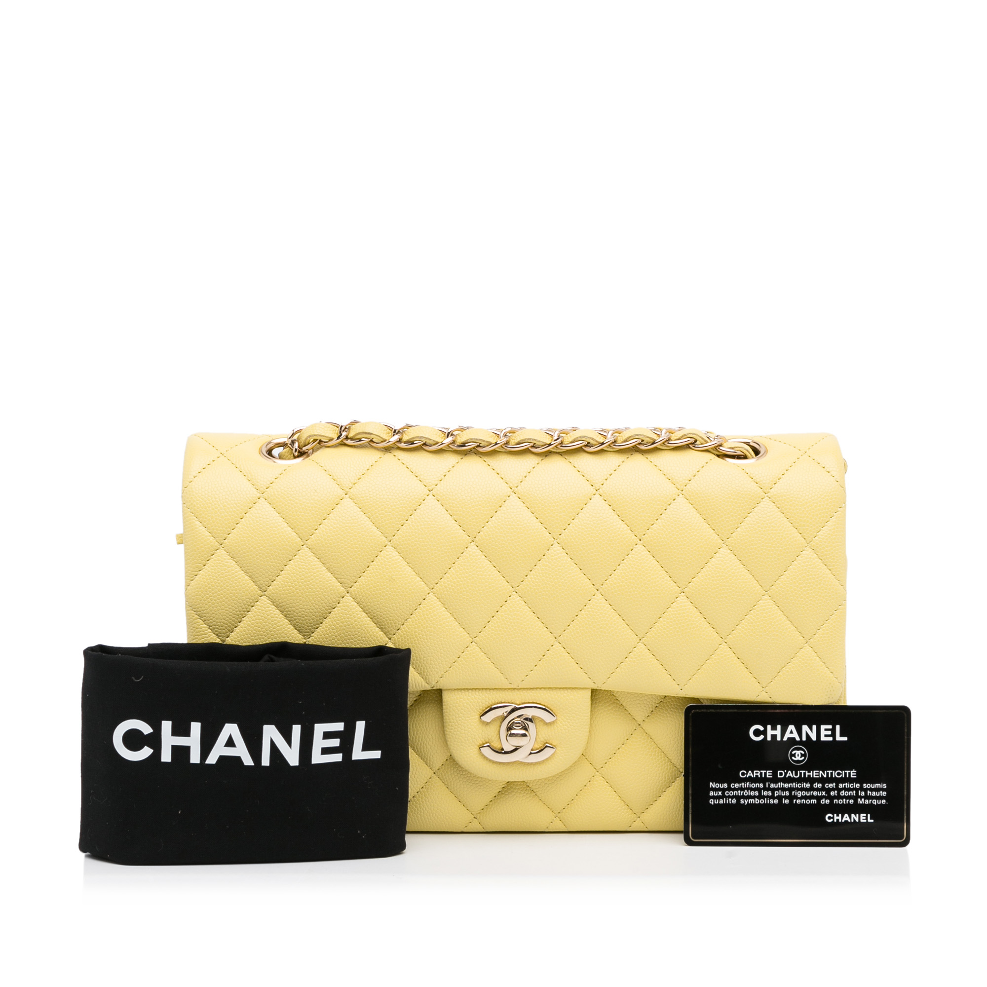 Chanel Yellow Medium Classic Caviar Double Flap