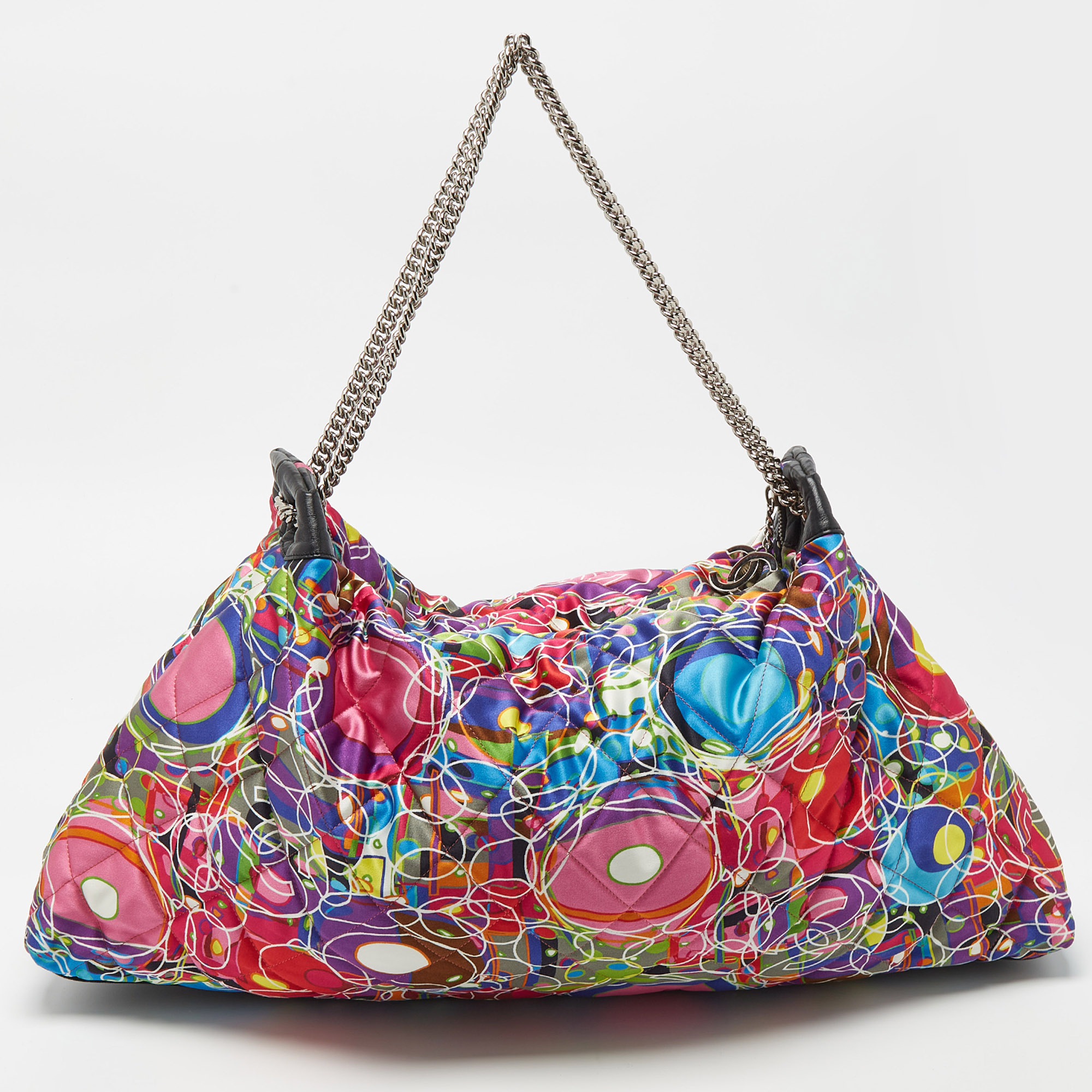 Chanel Multicolor Quilted Printed Satin Kaleidoscope Tote