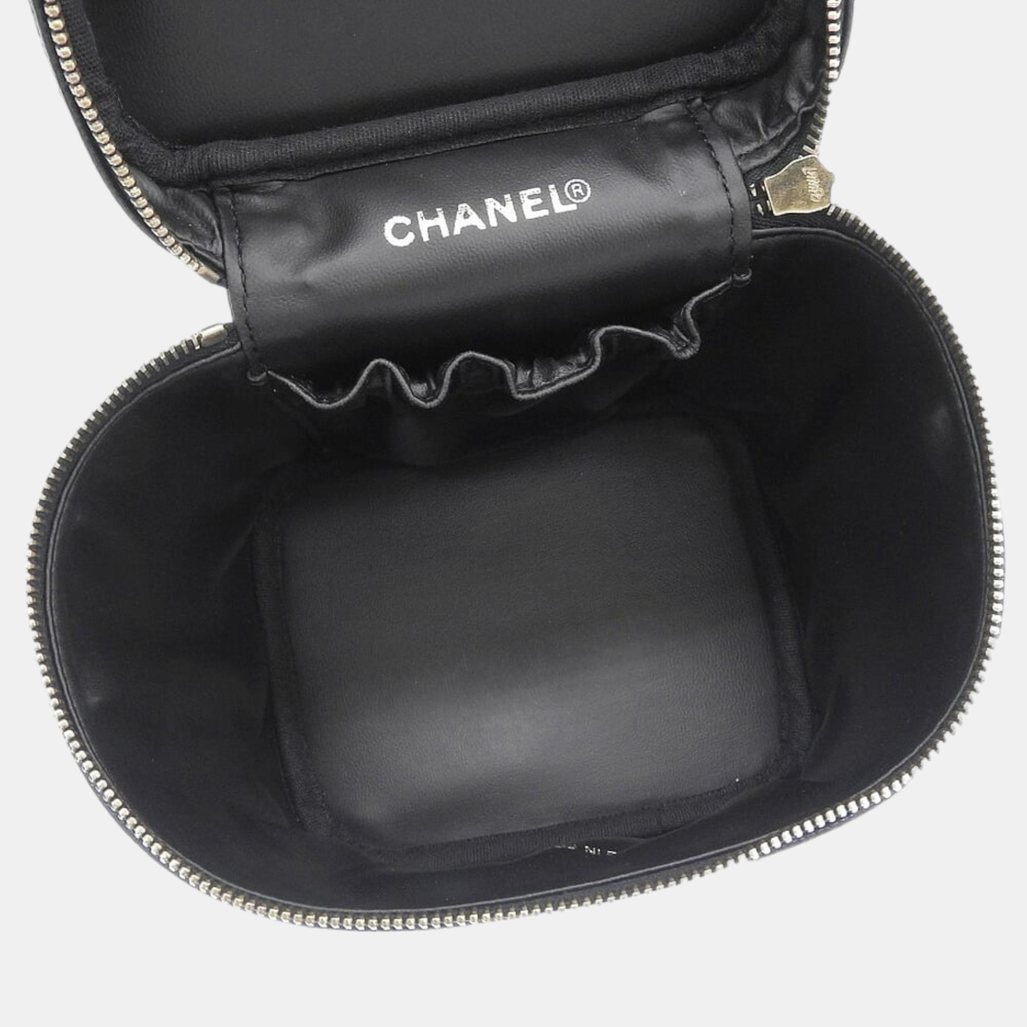 Chanel Black Leather CC Timeless Vanity Clutch Bag