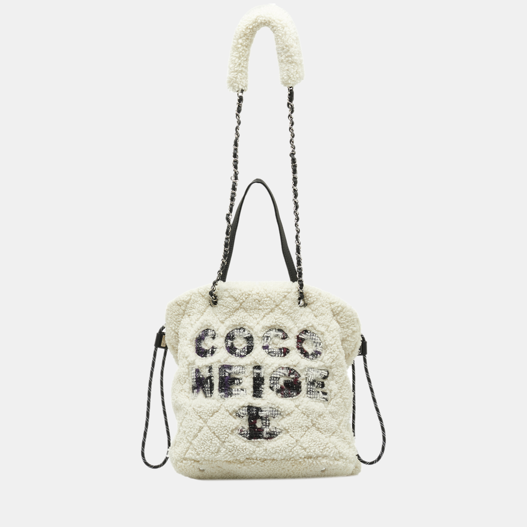Chanel white shearling coco neige tote