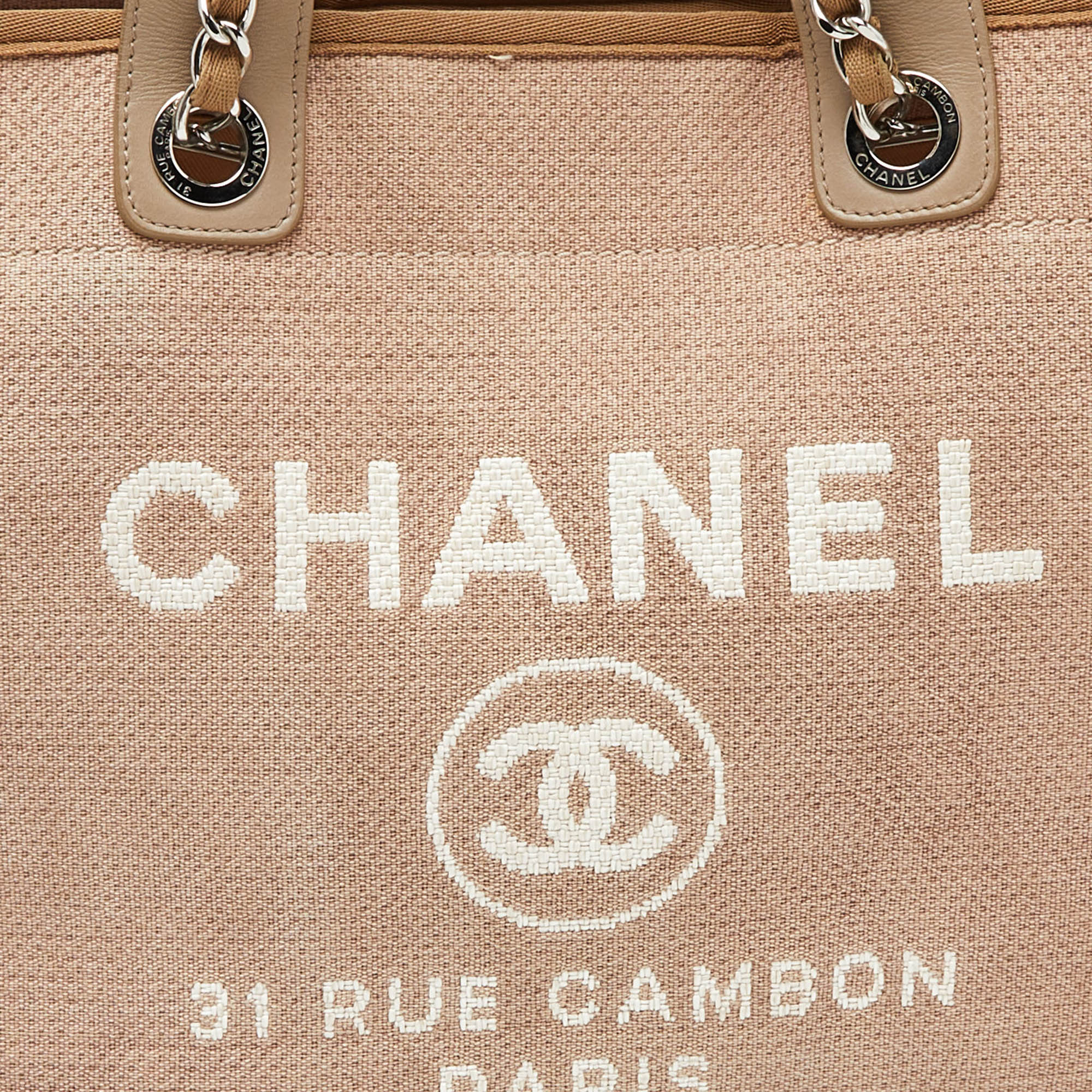 Chanel Beige Canvas And Leather Large Deauville Shopper Tote