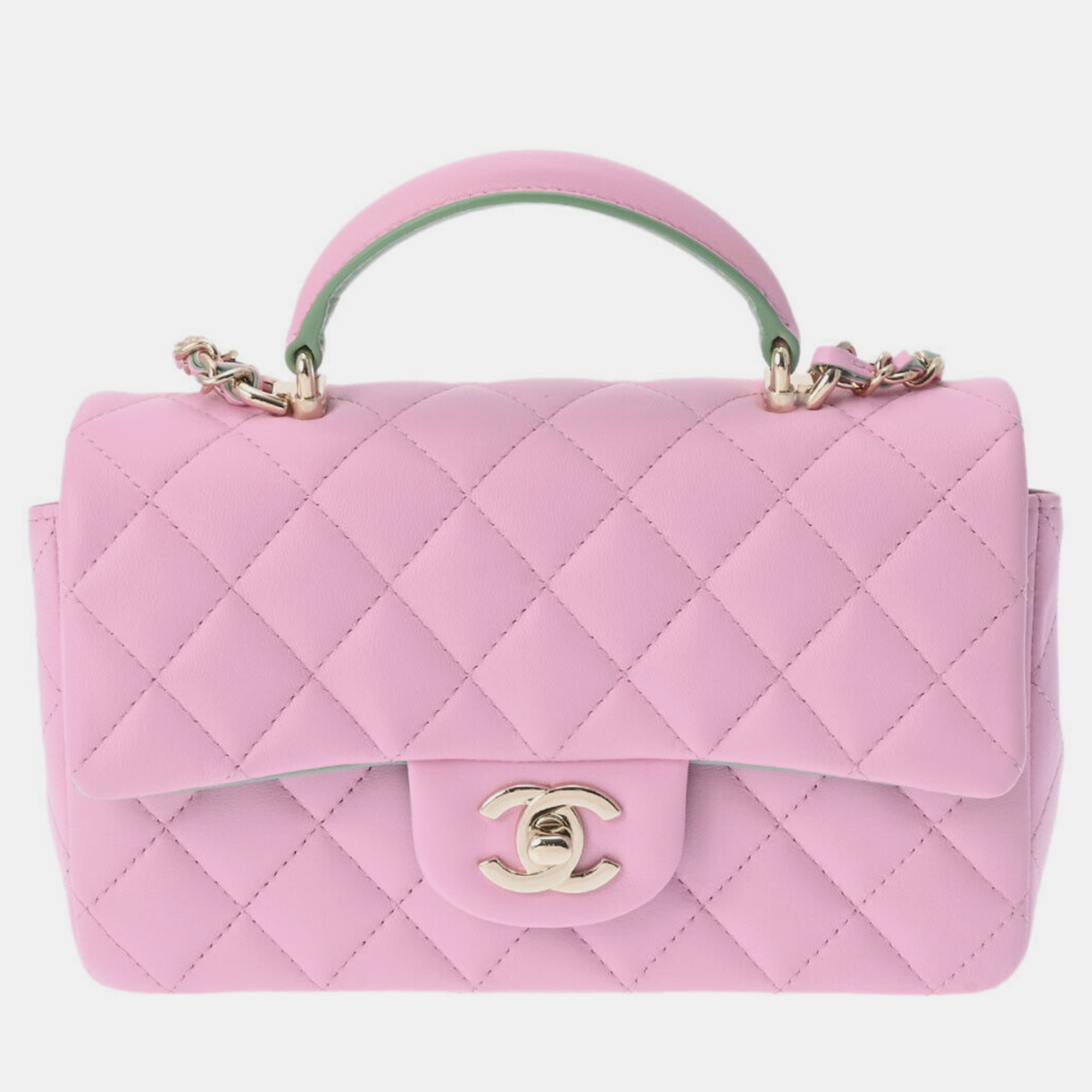 Chanel pink mini top handle flap bag