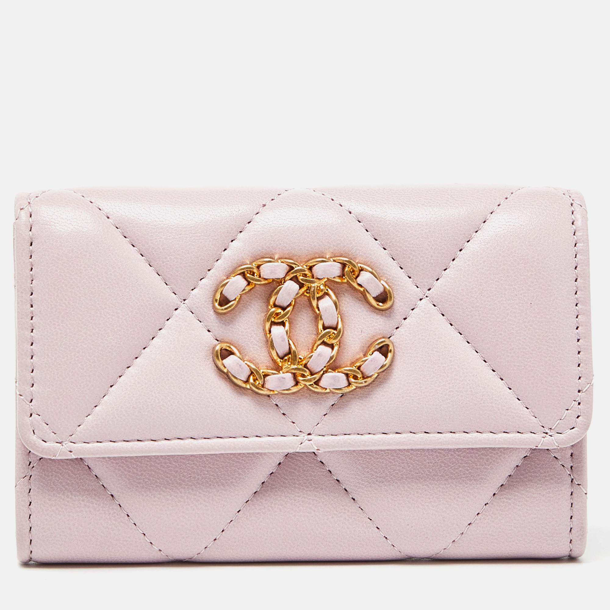Chanel Pink Quilted Leather 19 Card Case