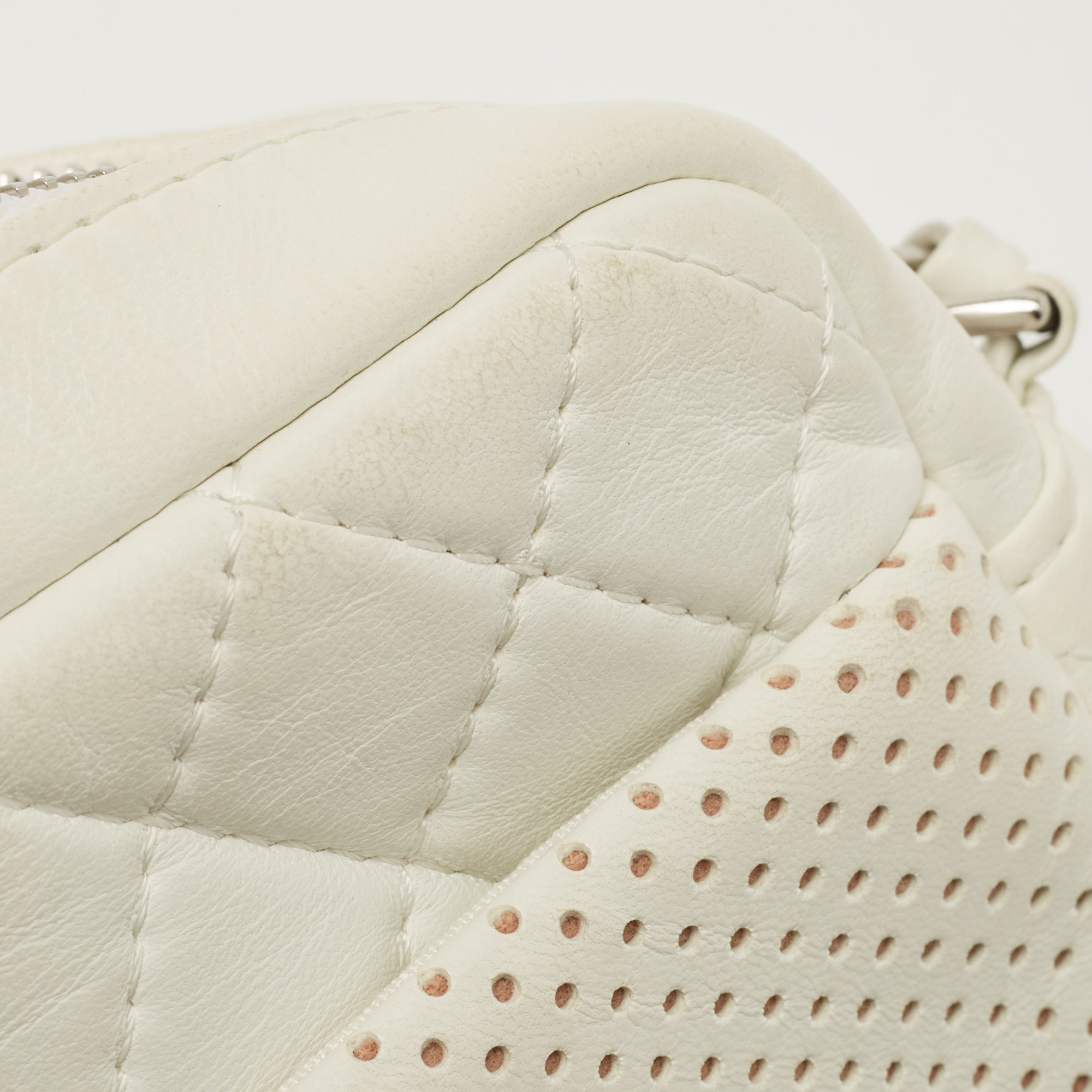 Chanel White Perforated Leather Ultra Pocket Camera Bag