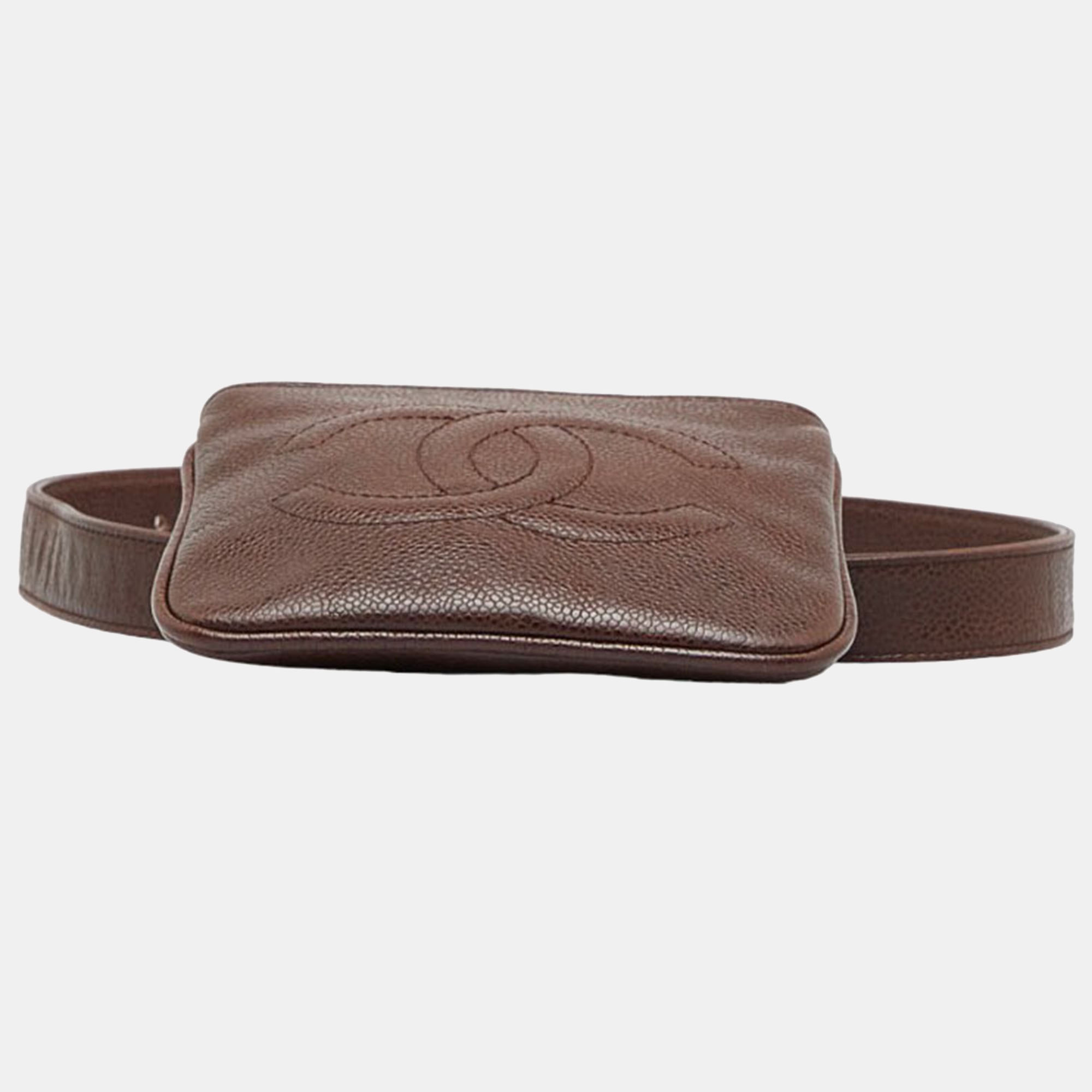 Chanel Brown Leather CC Belt Bag