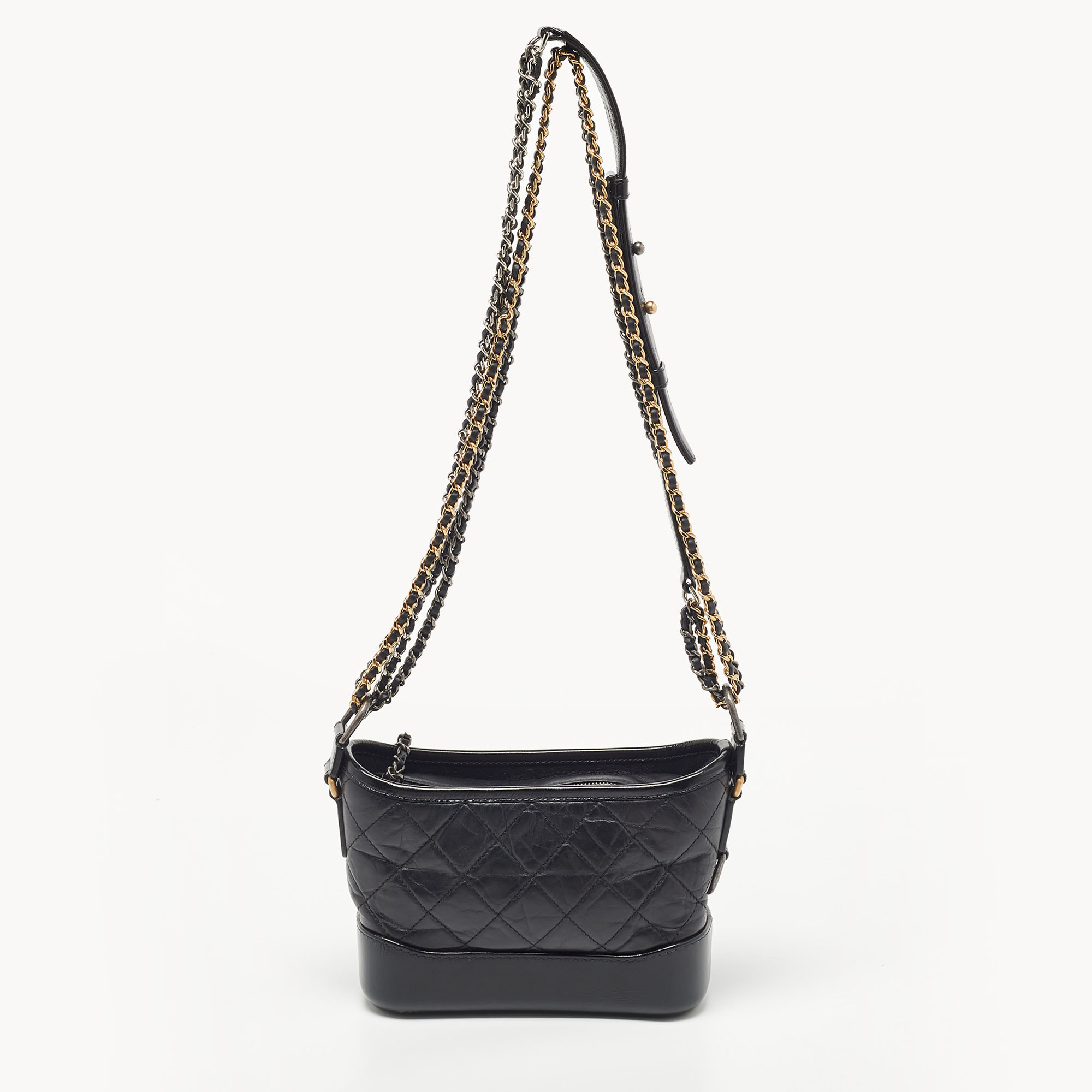 Chanel Black Quilted Aged Leather Small Gabrielle Hobo