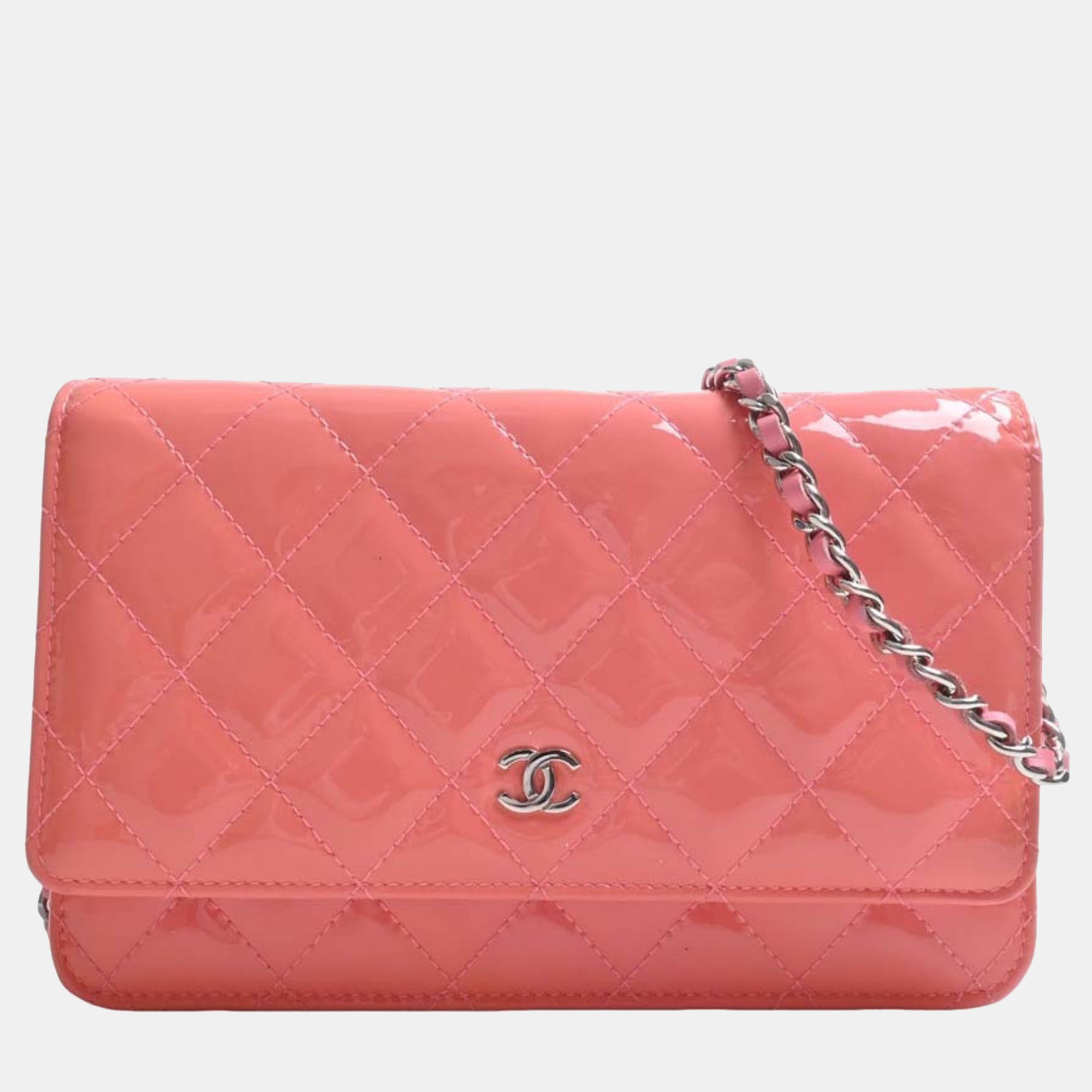 Chanel Pink Leather CC Wallet On Chain