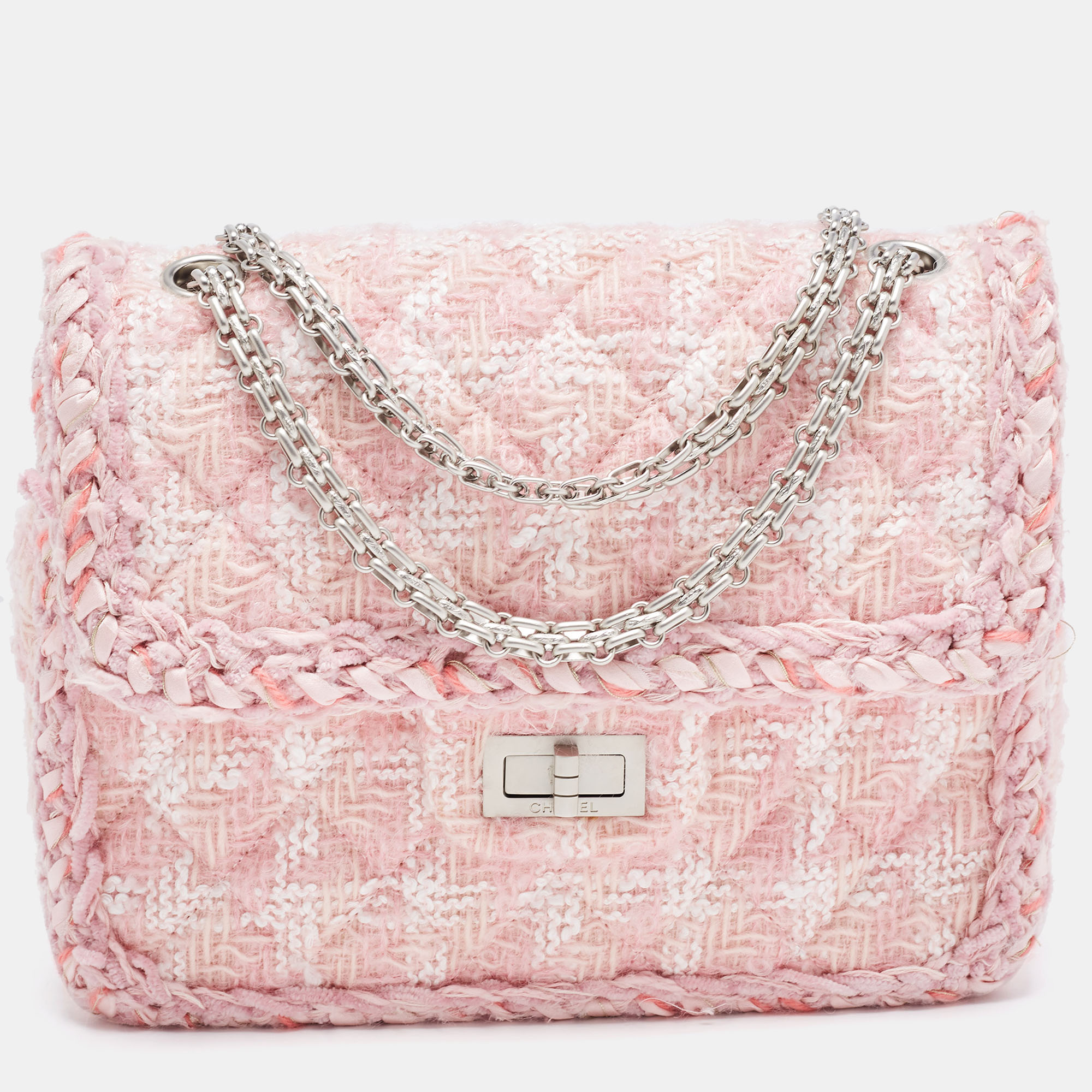 Chanel Pink Quilted Tweed Square Reissue 2.55 Flap Bag