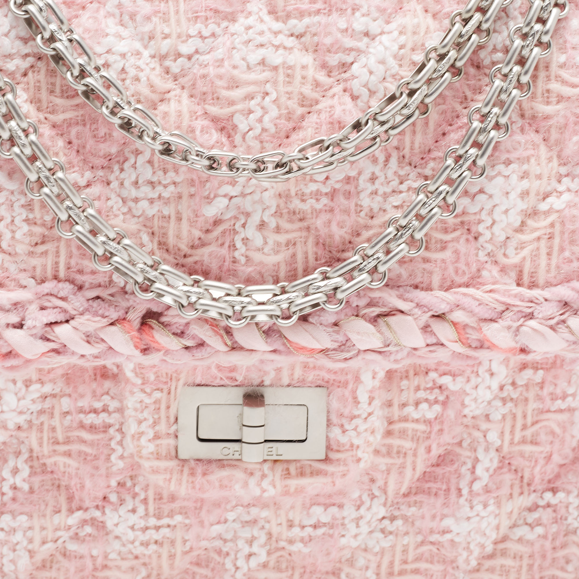 Chanel Pink Quilted Tweed Square Reissue 2.55 Flap Bag