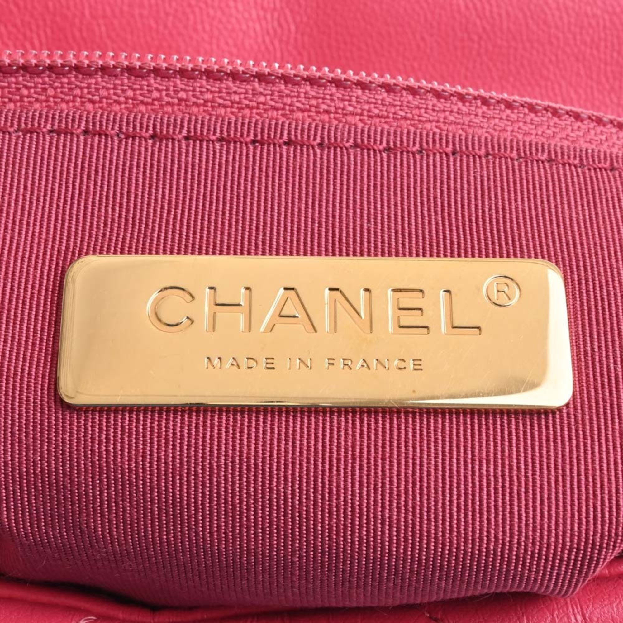 Chanel Red Leather Medium 19 Flap Shoulder Bag