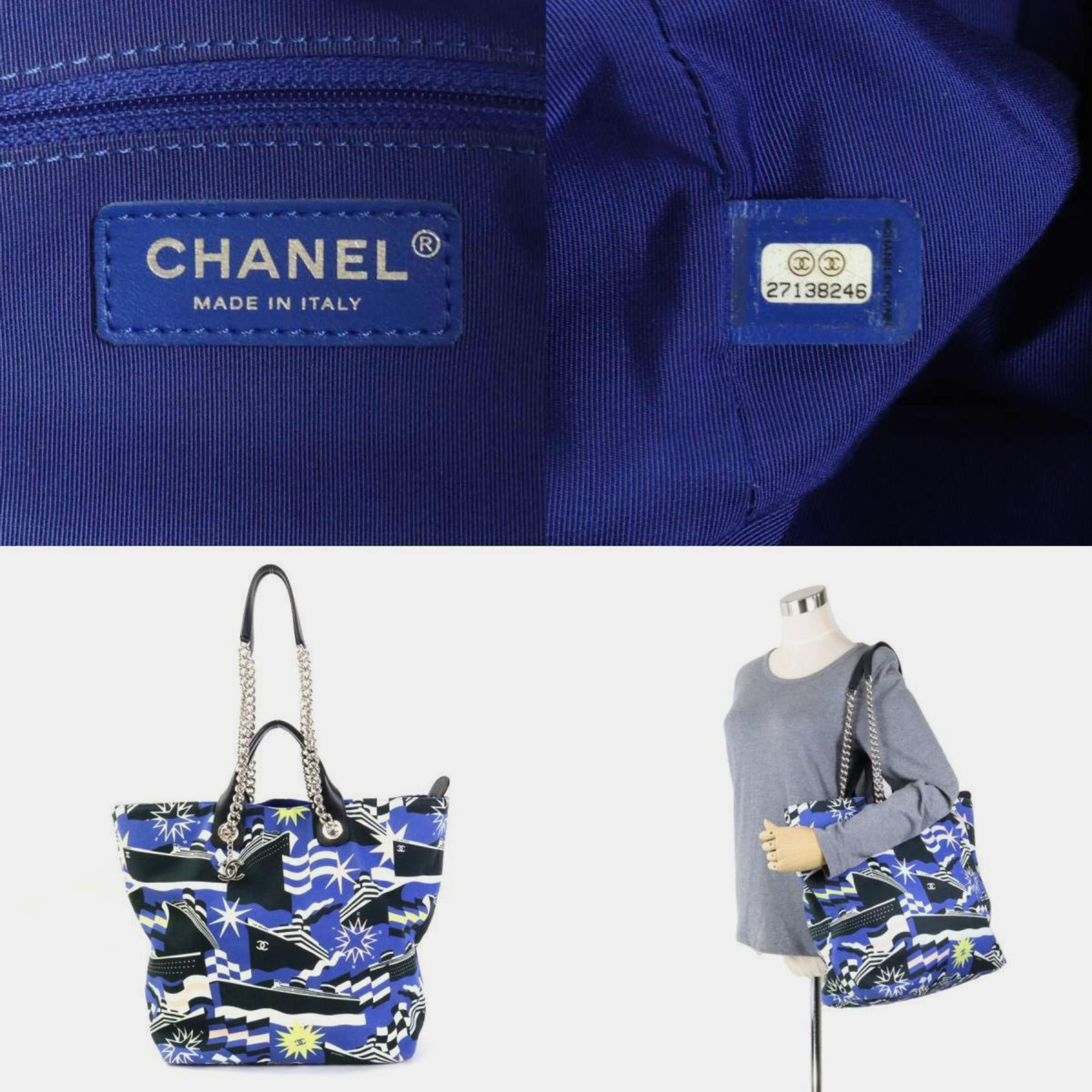 Chanel Blue Canvas La Pausa Large Bay Cruise Tote Bag