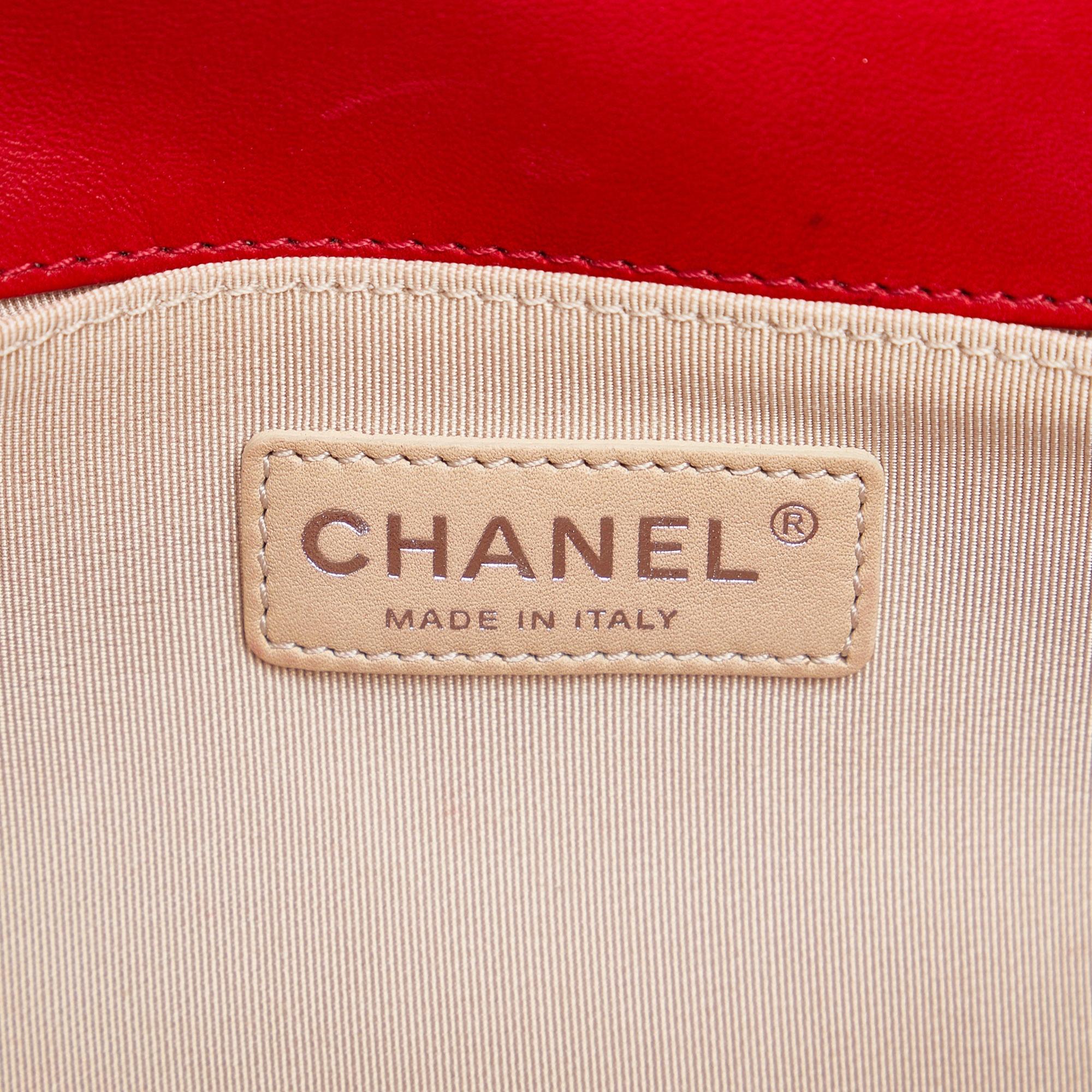 Chanel Red Medium Perforated Lambskin Boy Flap