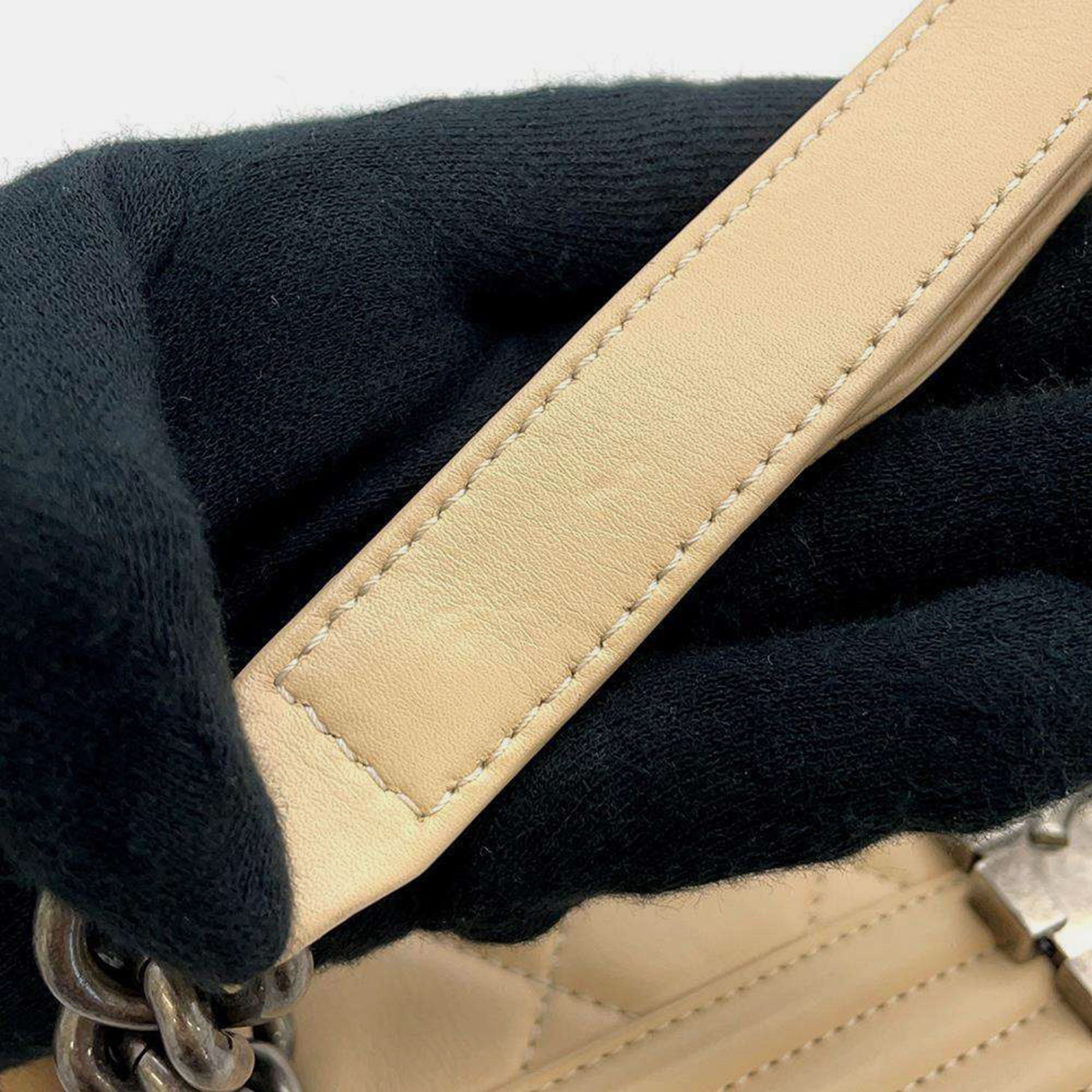 Chanel Beige Leather Medium Boy Shoulder Bag