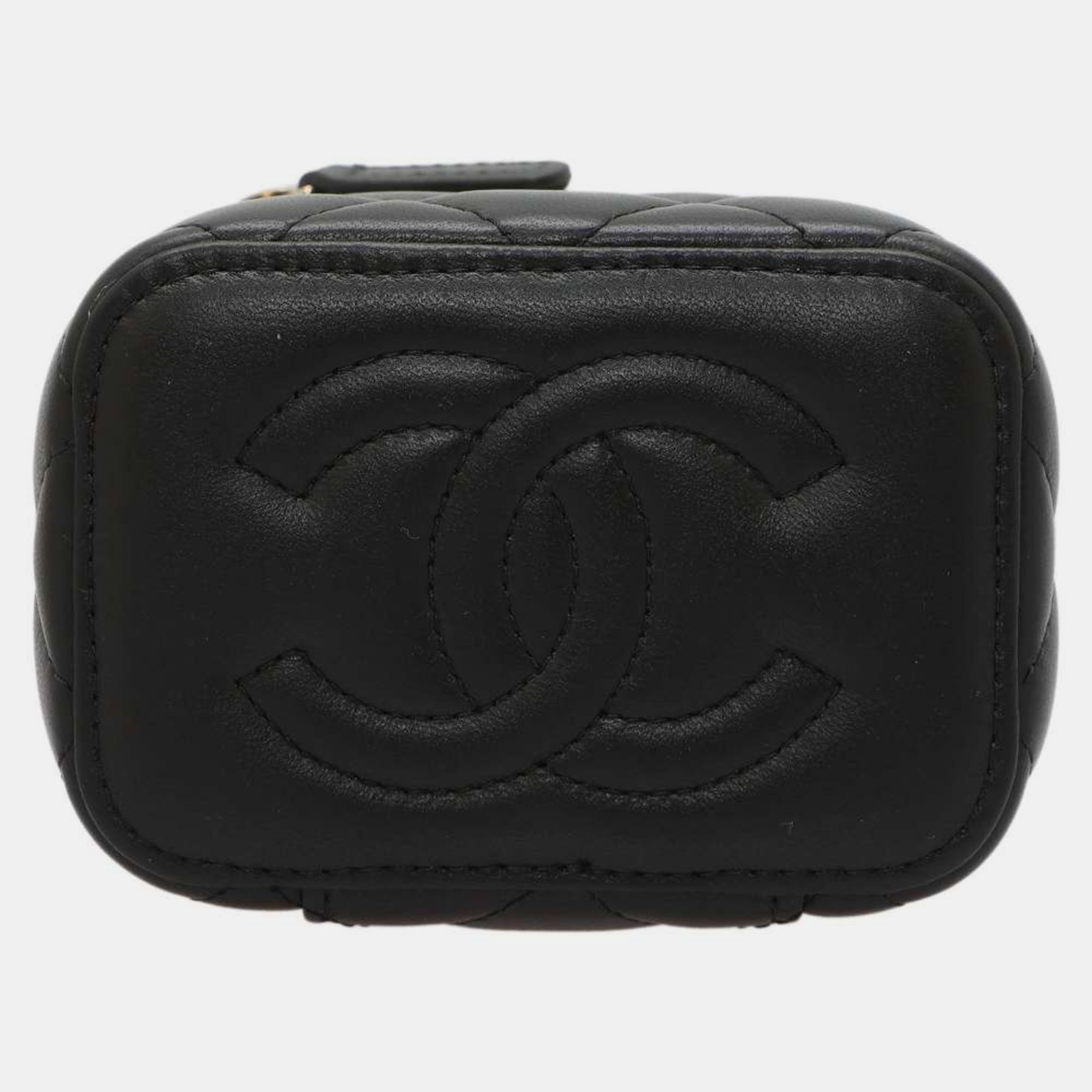 Chanel Black Leather Small Vanity Case Shoulder Bag