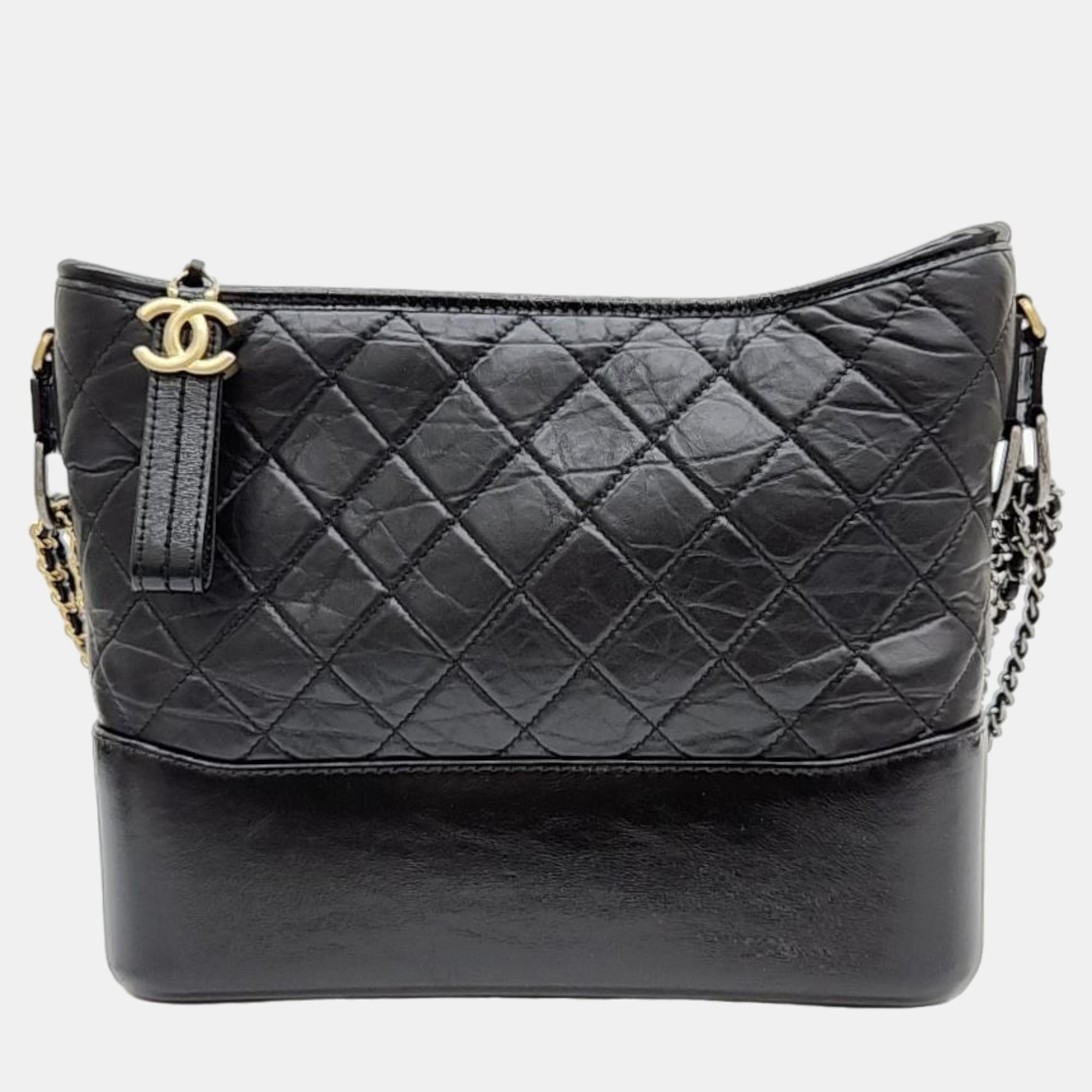 Chanel Black Gabrielle Medium Hobo Bag