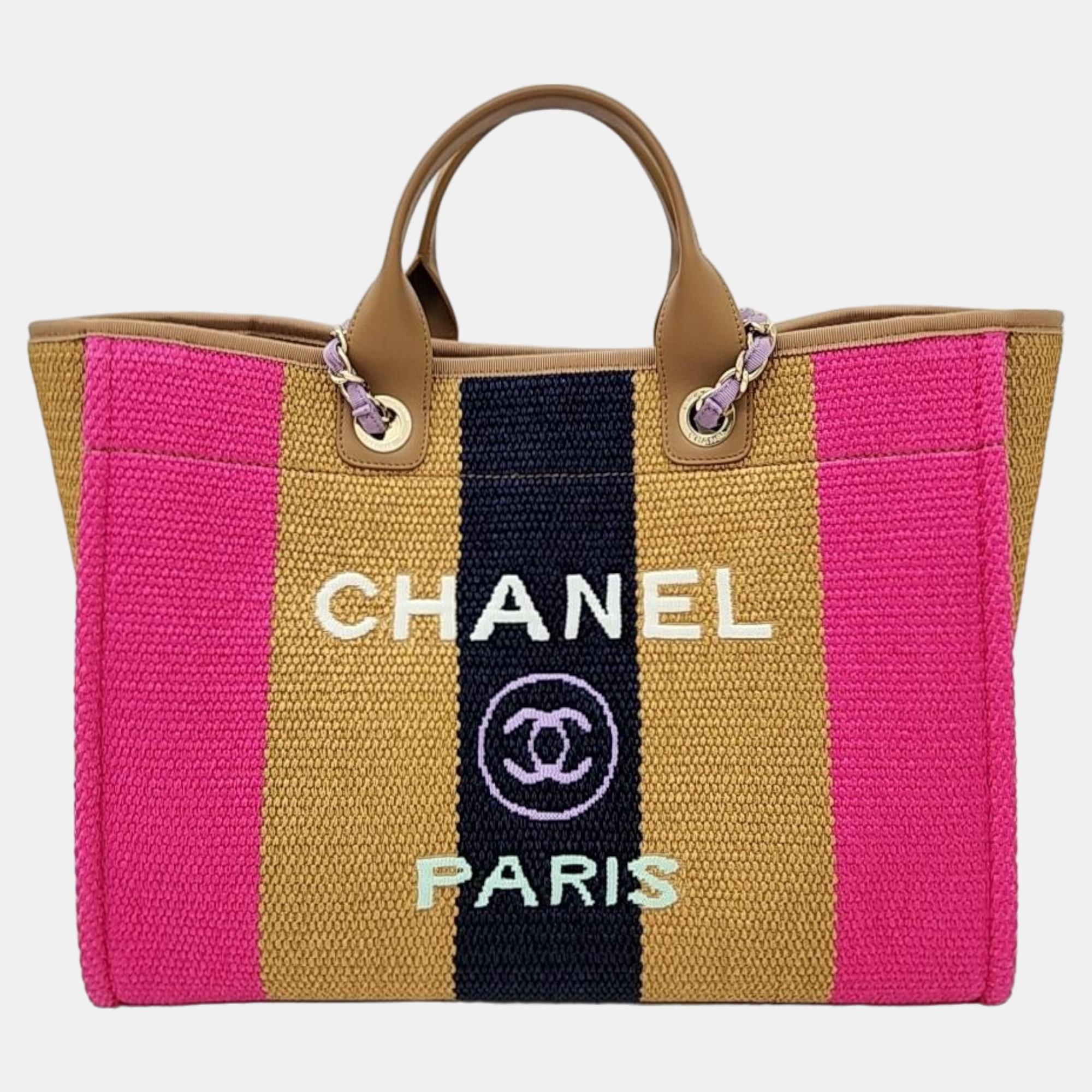 Chanel Multicolor Canvas Deauville Tote Bag