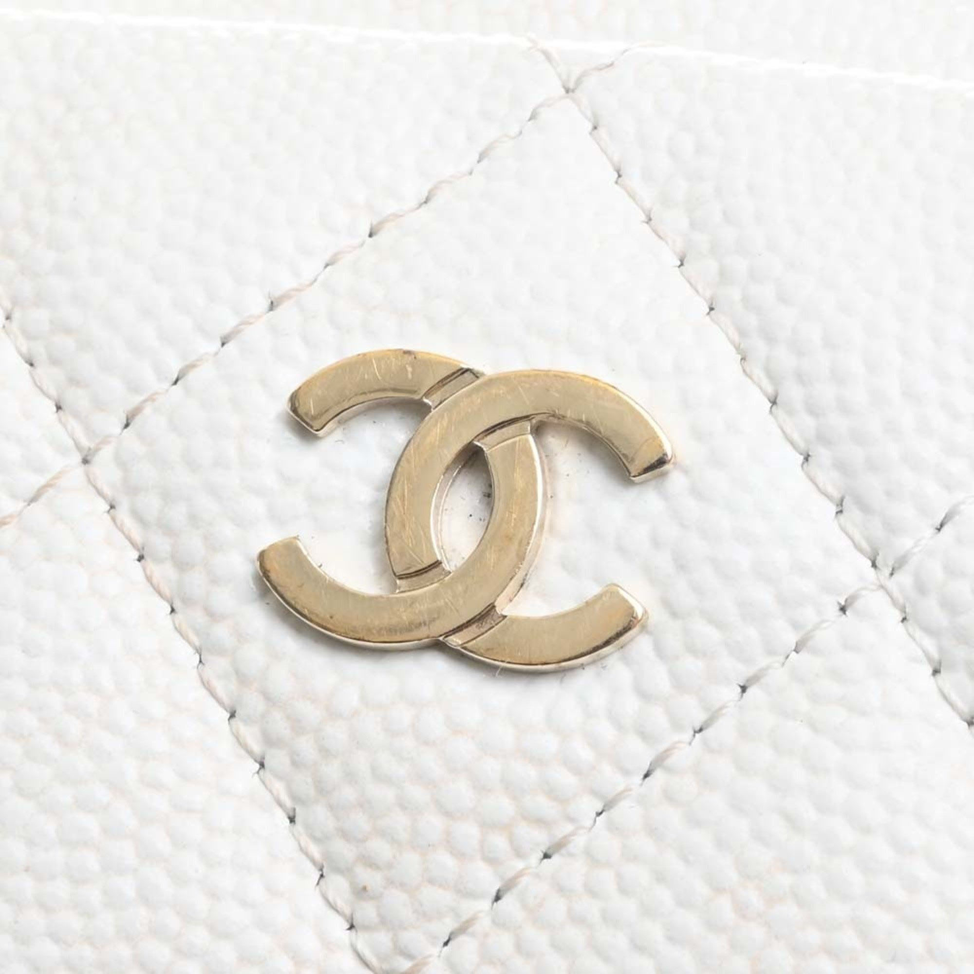 Chanel White Leather CC Timeless Pouch