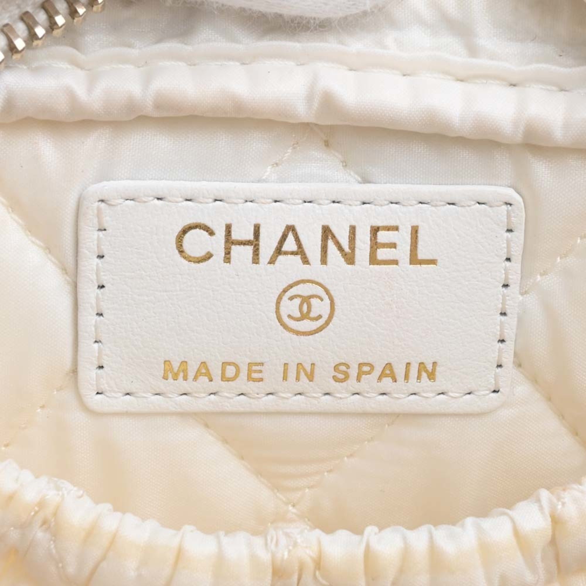 Chanel White Leather CC Timeless Pouch