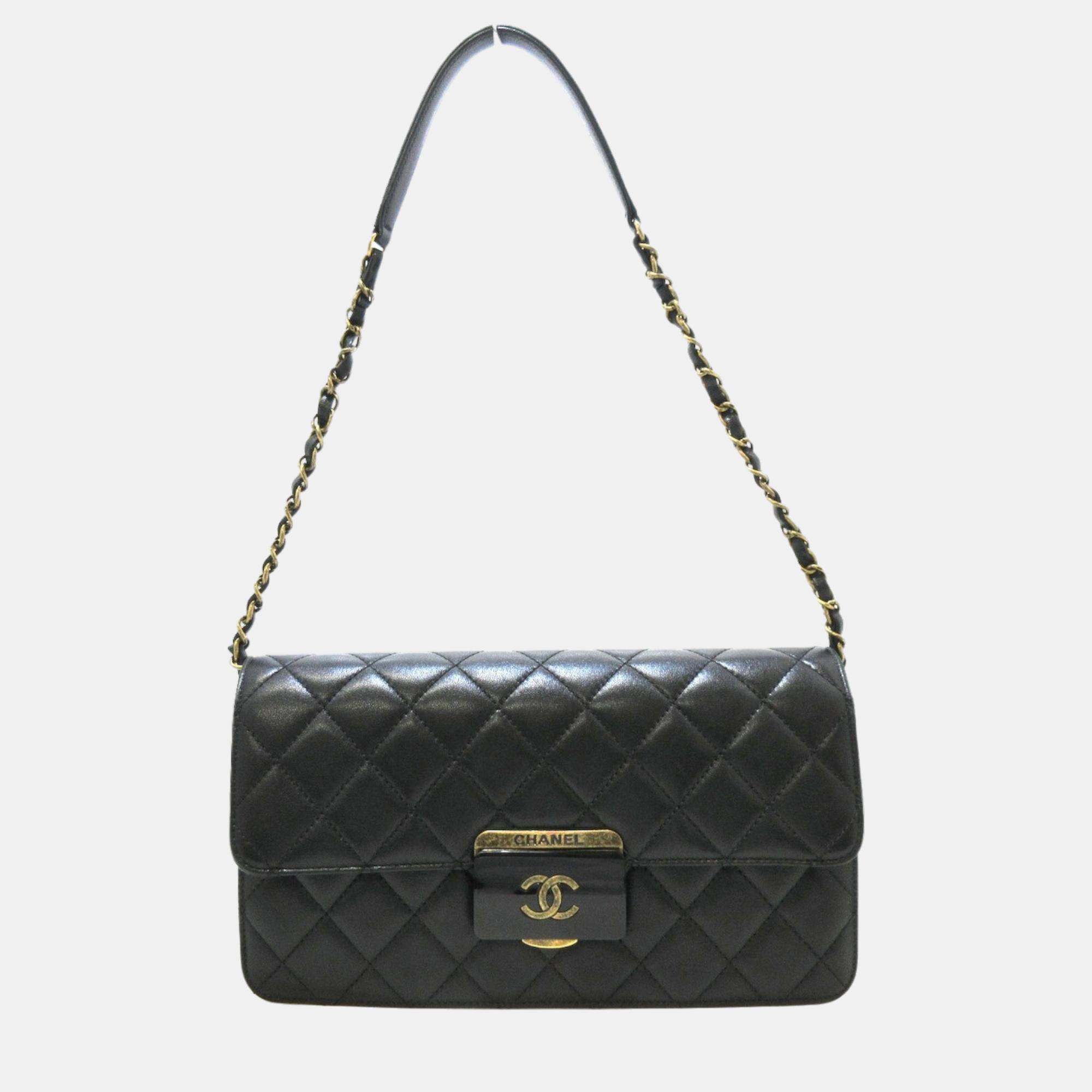 Chanel Black Leather CC Beauty Lock Shoulder Bag