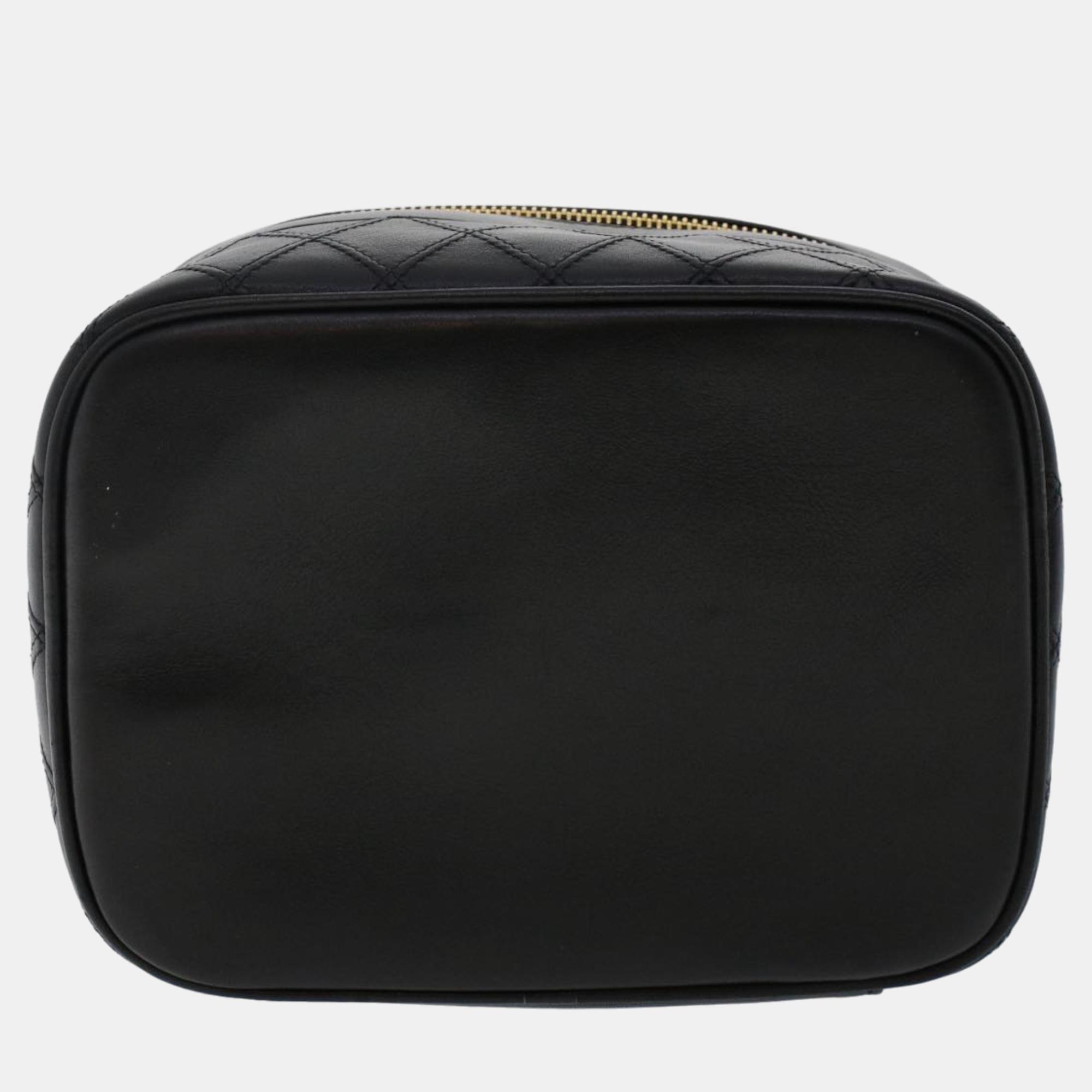 Chanel Black Leather CC Vanity Case