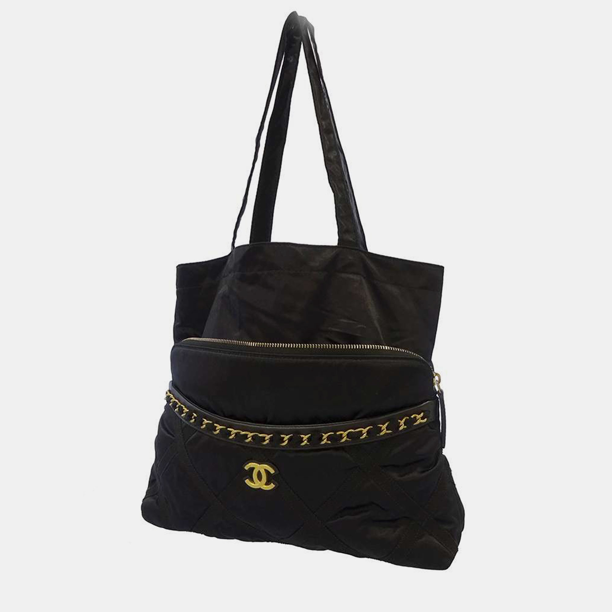 Chanel Black Nylon Foldable Lifestyle CC Tote Bag