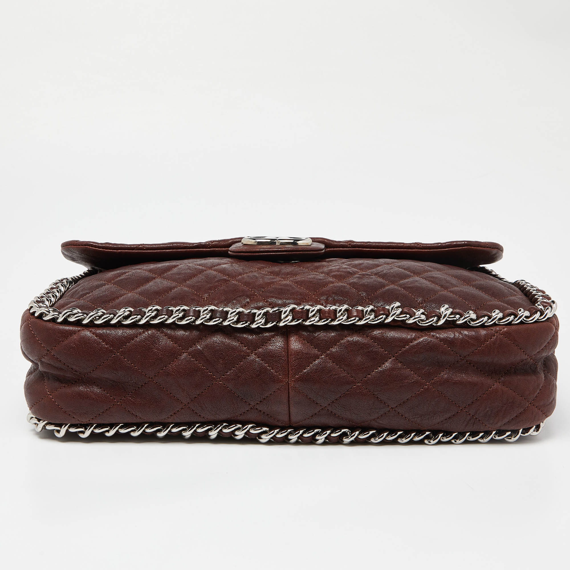 Chanel Burgundy Quilted Leather Maxi Chain Around Flap Bag