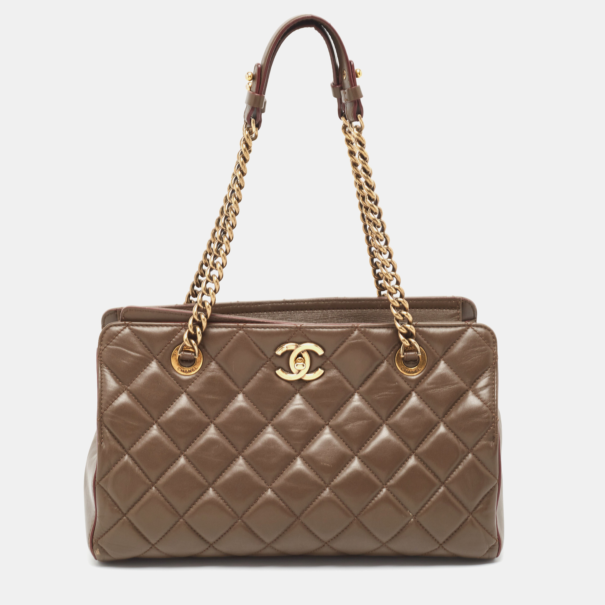 Chanel Dark Brown Quilted Leather Perfect Edge Tote