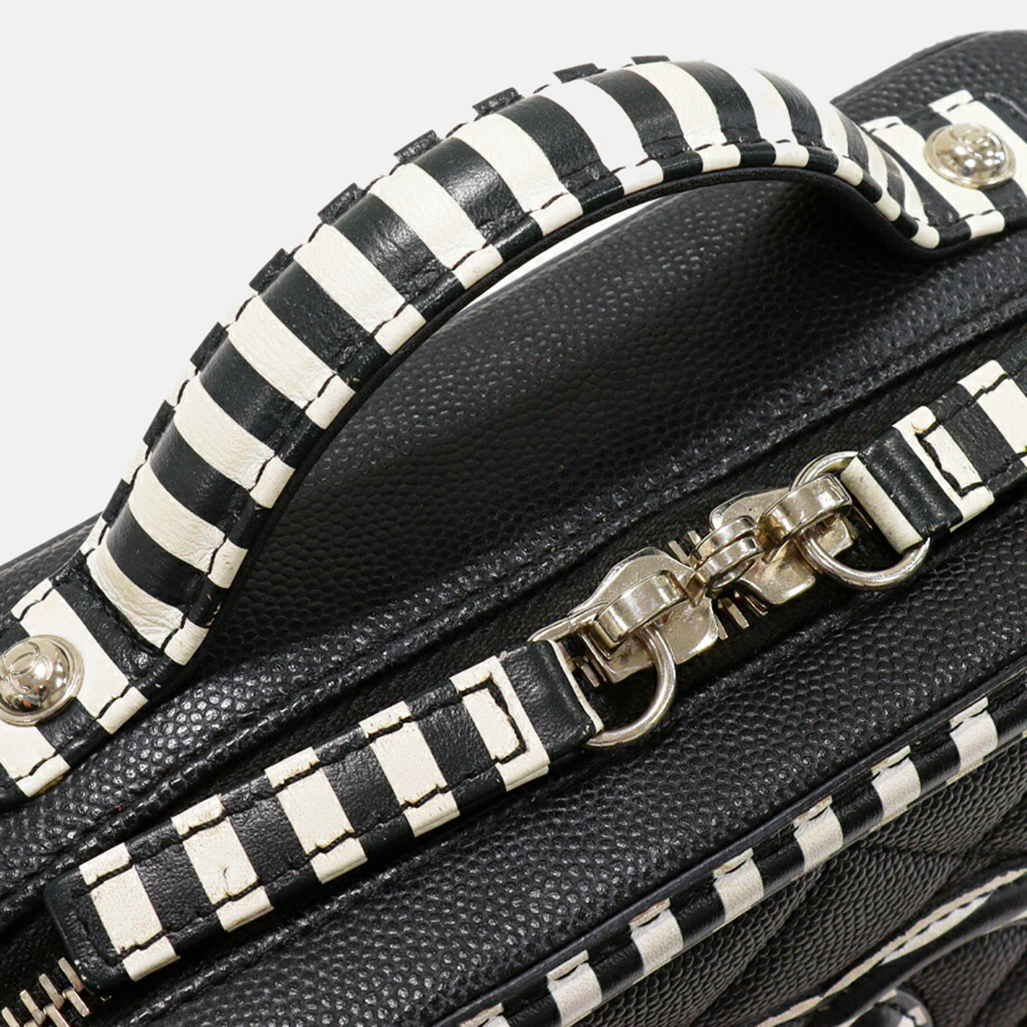 Chanel Black Caviar Leather CC Vanity Case Filigree Shoulder Bag