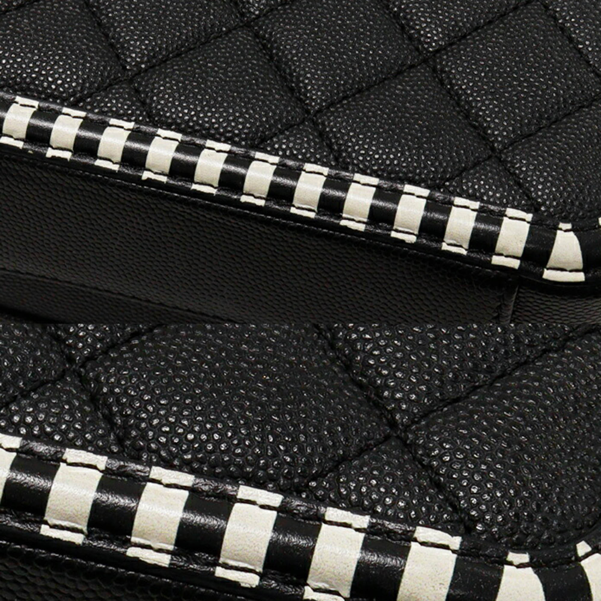 Chanel Black Caviar Leather CC Vanity Case Filigree Shoulder Bag