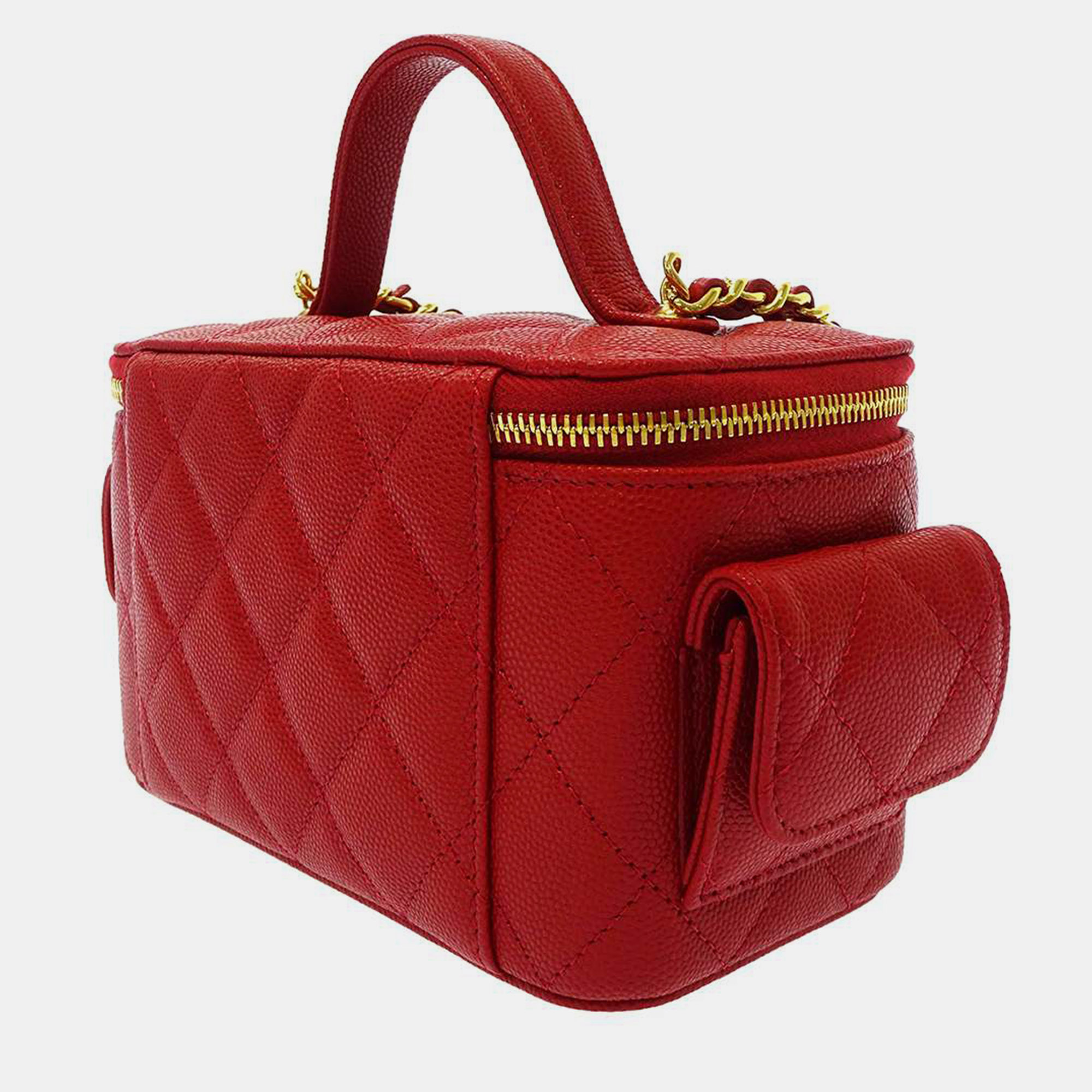 Chanel Red Leather Vanity Case