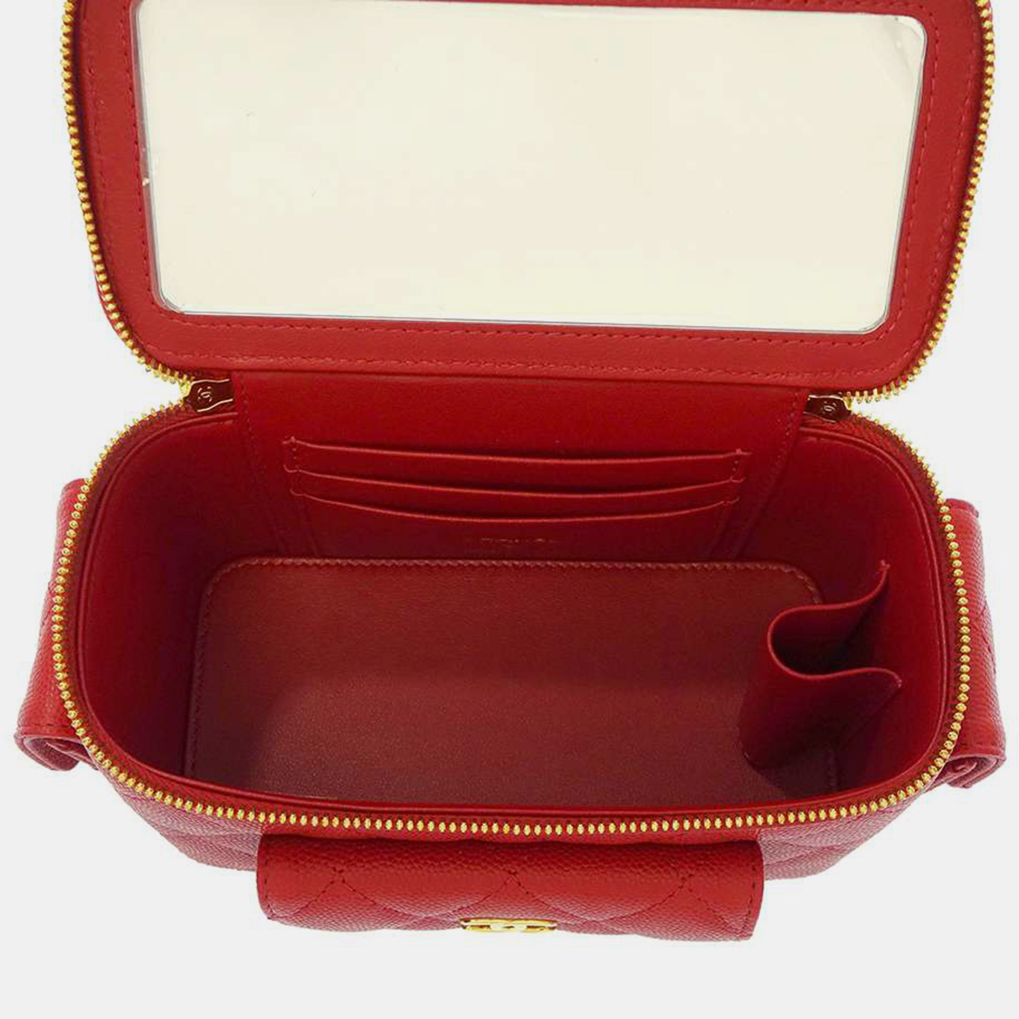 Chanel Red Leather Vanity Case