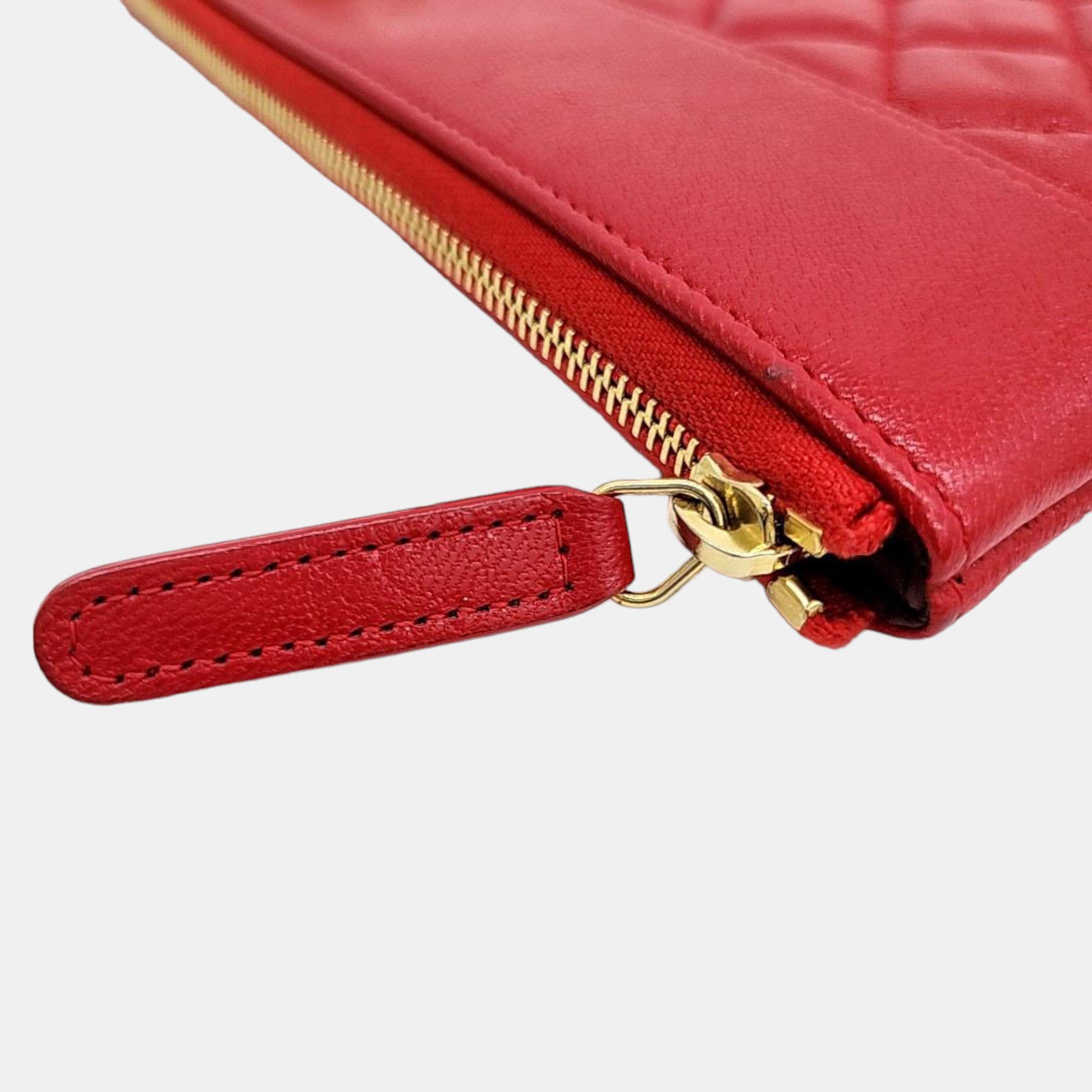 Chanel Red Leather Mademoiselle Clutch