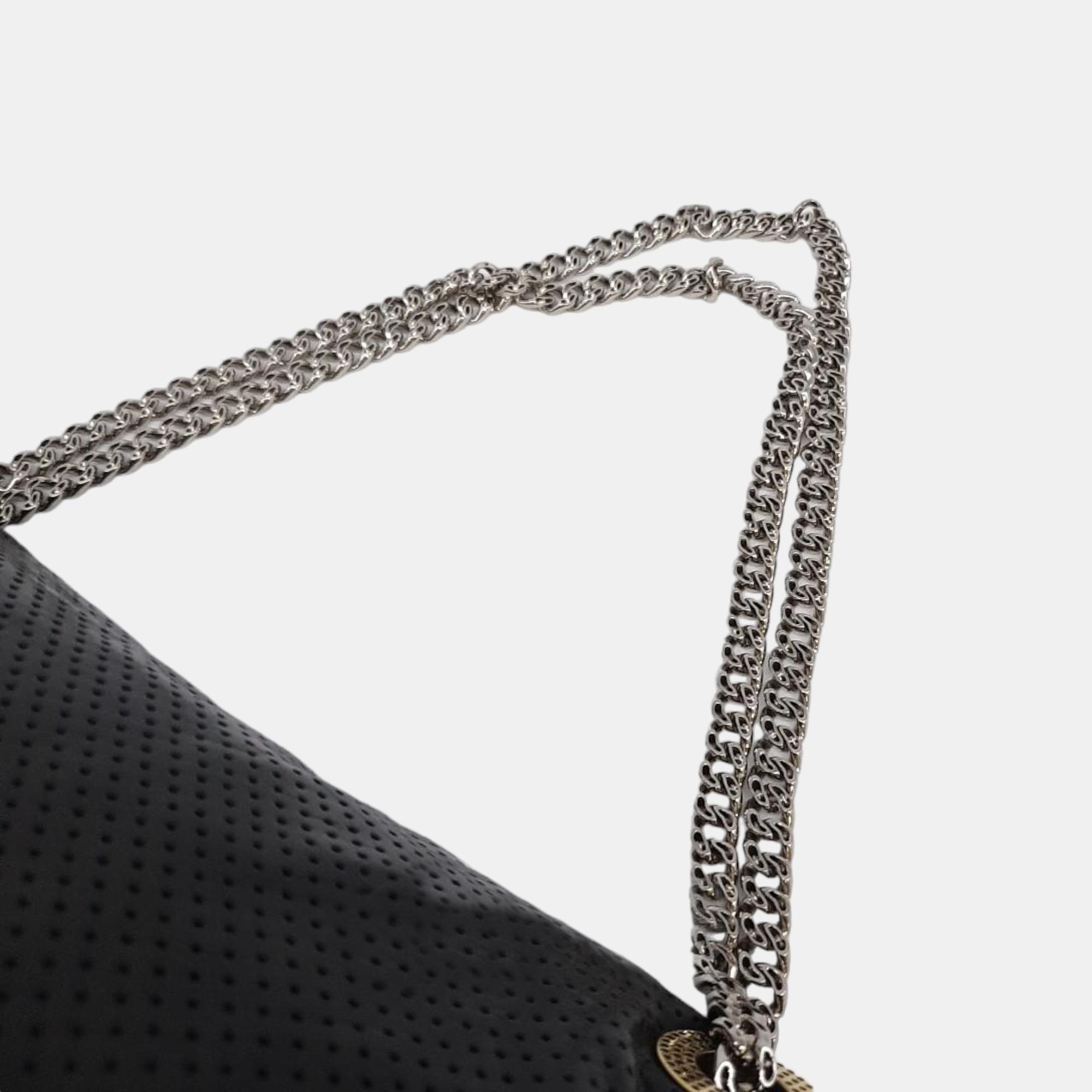 Chanel Black Perforated Leather Chain Shoulder Bag